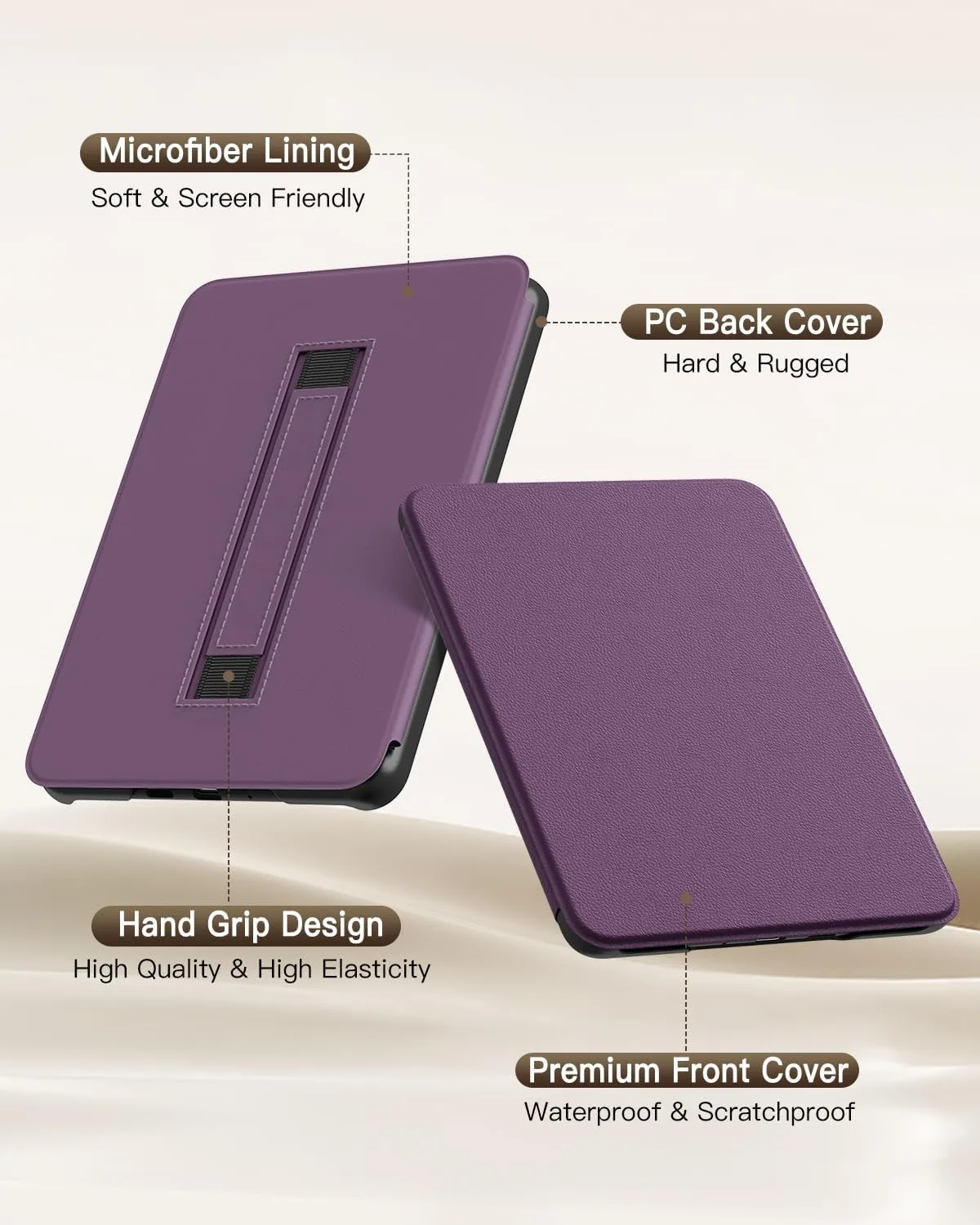 MoKo Case for 7" Kindle Paperwhite 12th Gen 2024, Lychee Deep Purple