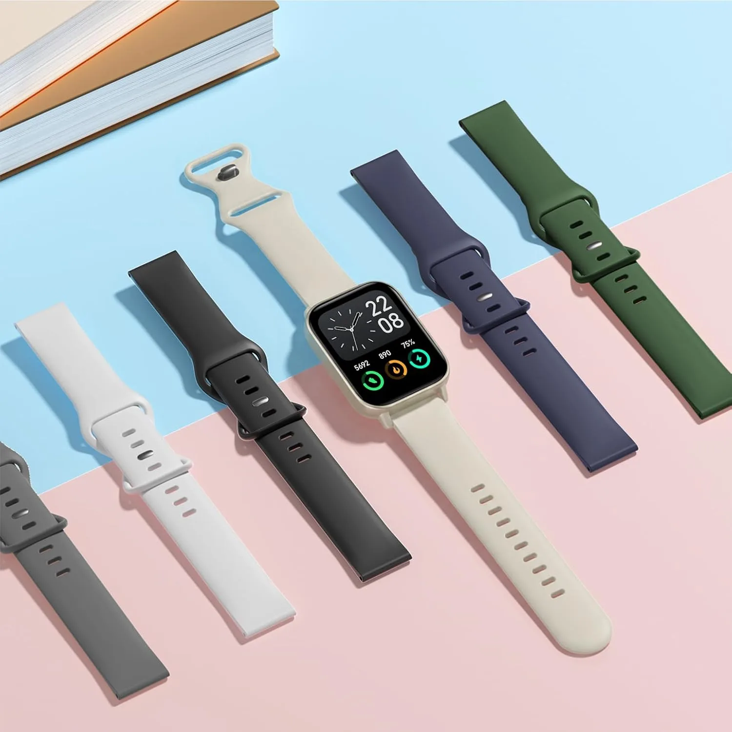 Compatible with Veryfit Smart Watch Bands IDW13 IDW16 IDW19 IDW26 IDW28, 6-Pack 22mm Quick Release Soft Silicone Sport Straps Replacement Wristband