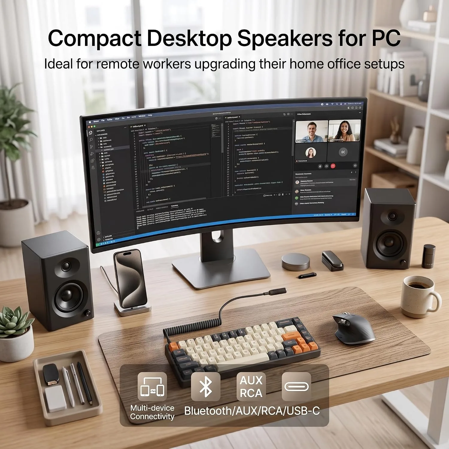 Powered Computer Speakers for Desktop PC and Music, Black Pair
