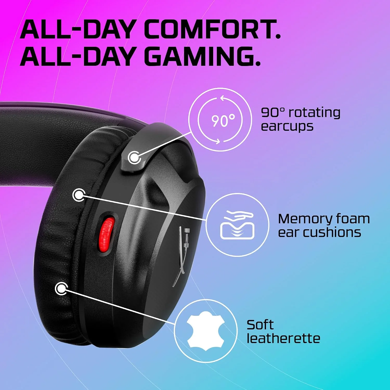 HyperX Cloud Stinger 2 – Gaming Headset, DTS Headphone:X Spatial Audio, Lightweight Over-Ear Headset with mic, Swivel-to-Mute Function, 50mm Drivers, PC Compatible, Black