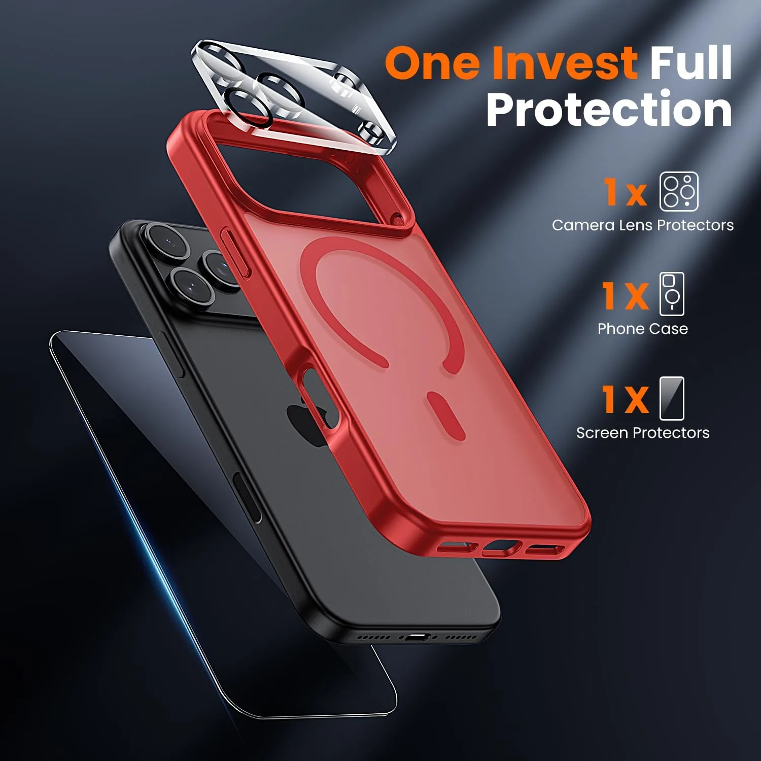 toushion 3 in 1 for iPhone 17 Pro Case Matte Red