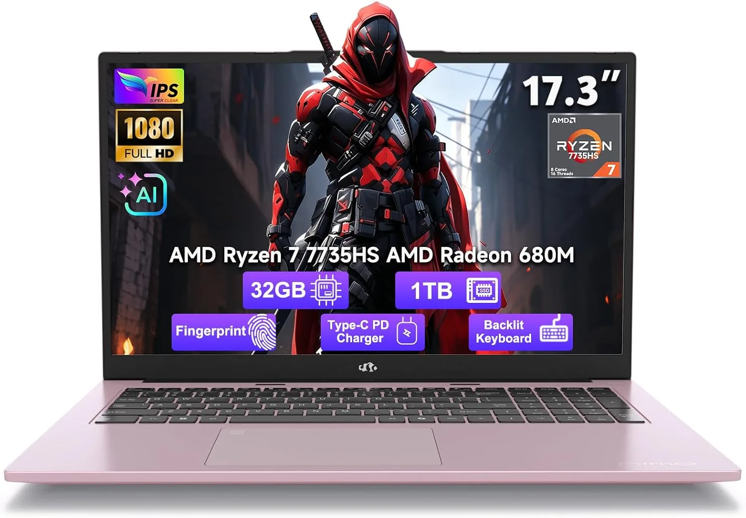 NIMO 17.3" AI Laptop 2026-2027, AMD Ryzen 7 7735HS 32GB DDR5 RAM 1TB SSD