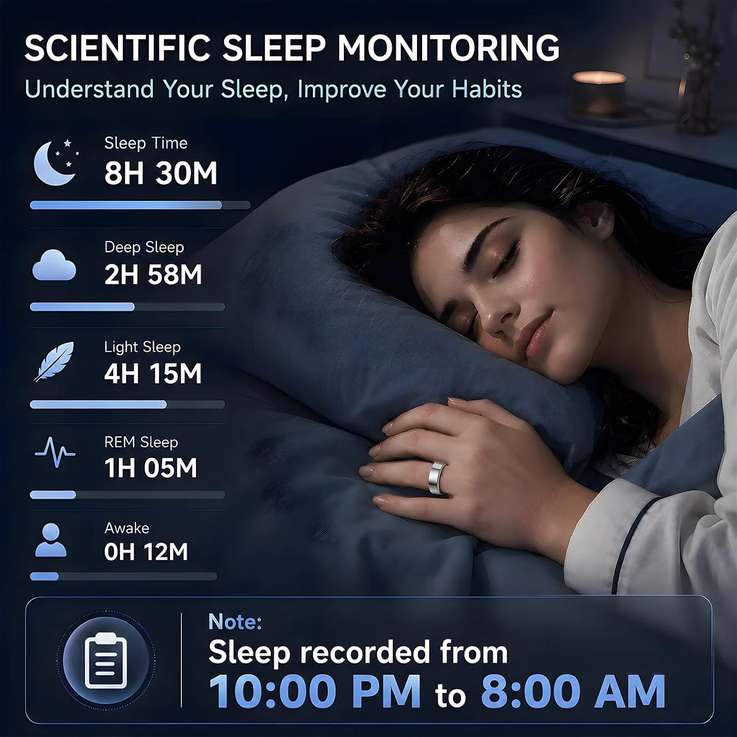 2026 Smart Ring for Women & Men, Sleep Health Fitness Tracker with Heart Rate, Blood Oxygen HRV & Stress Monitoring, No Subscription, IP68 Waterproof, iOS & Android Compatible, 5-7 Day Battery Life
