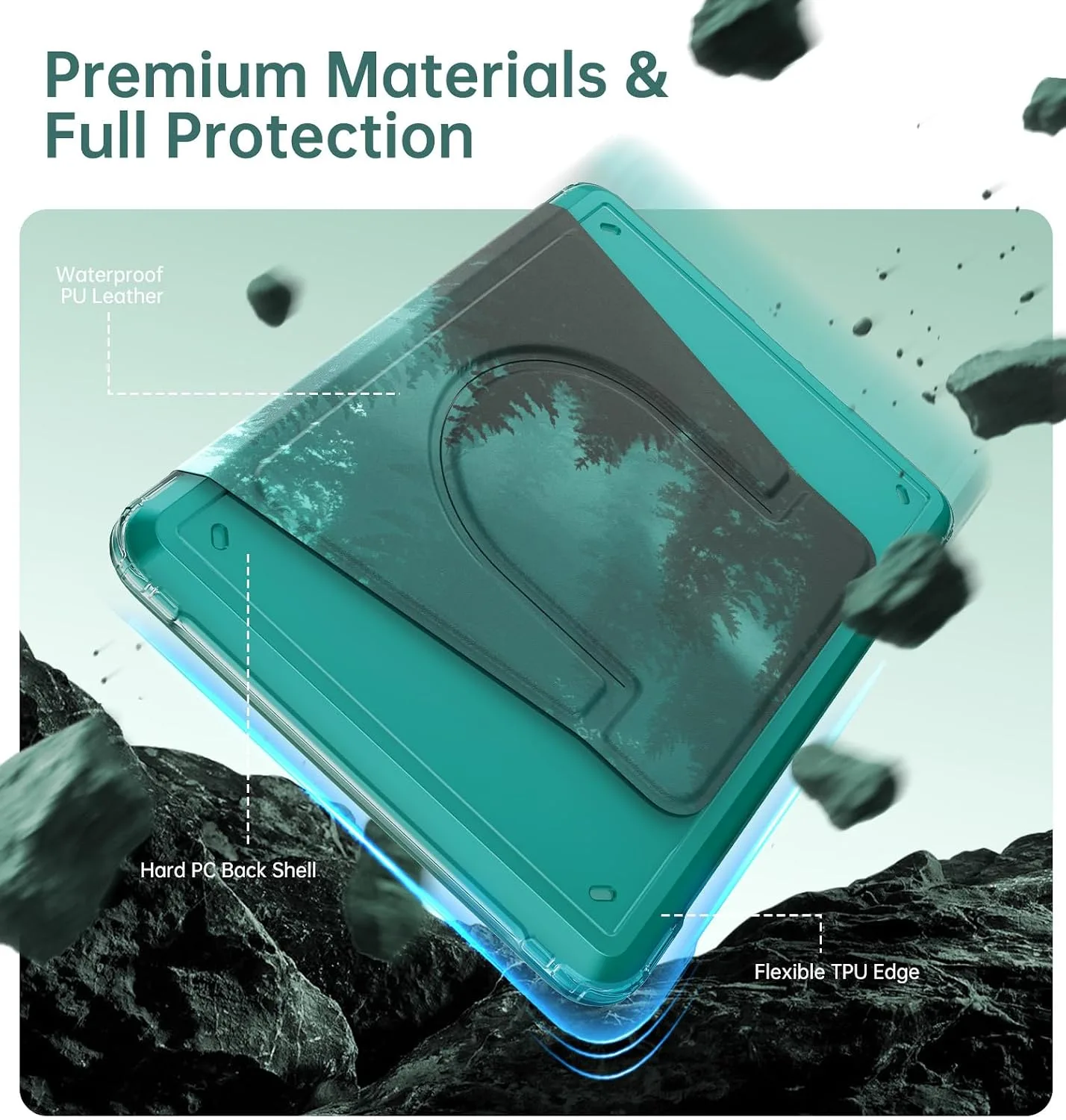 MoKo 360°Rotating Detachable Case for 7" eBook Reader, Green Forest