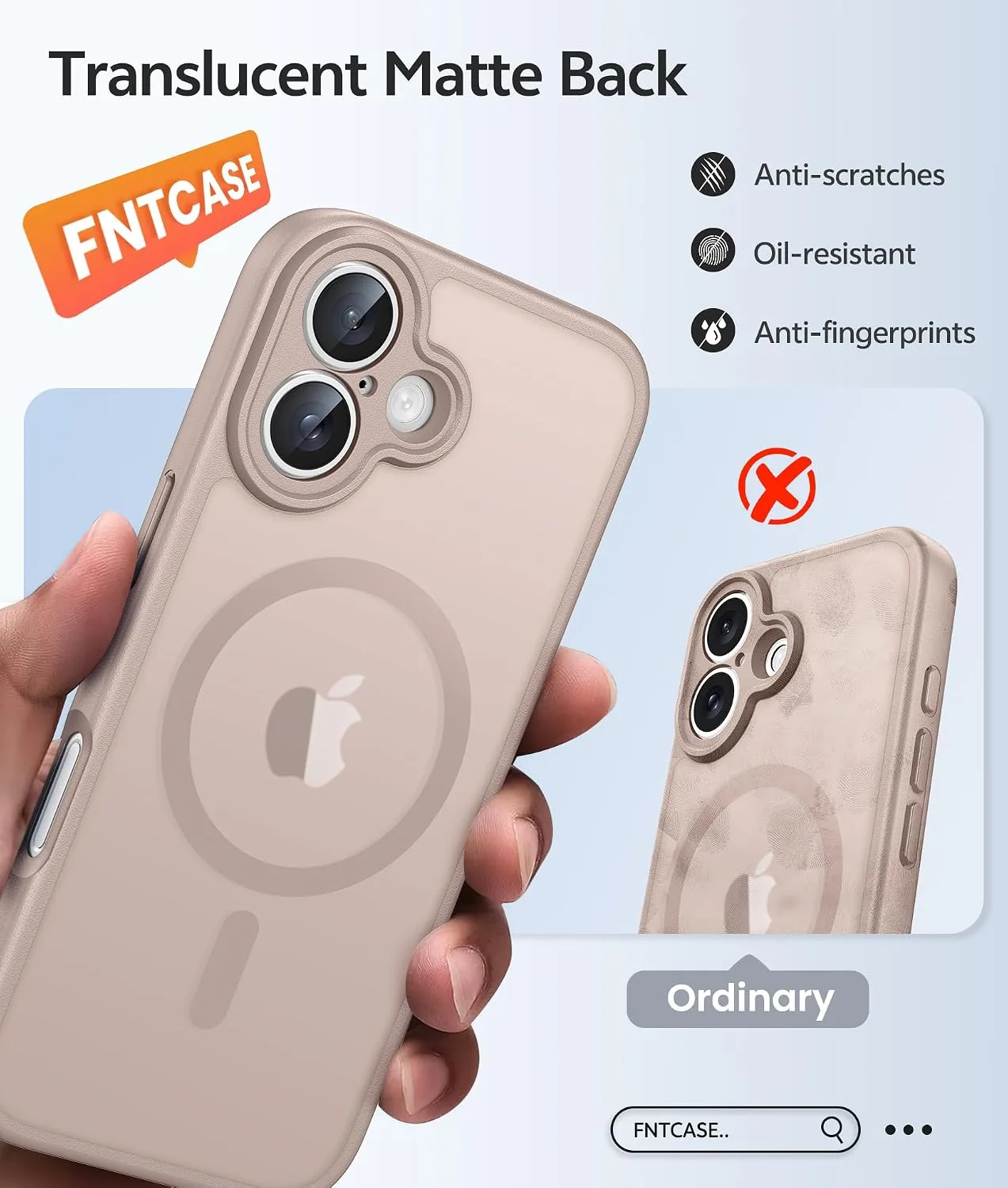 FNTCASE for iPhone 16 Case, Fit for Magsafe, Desert Gold