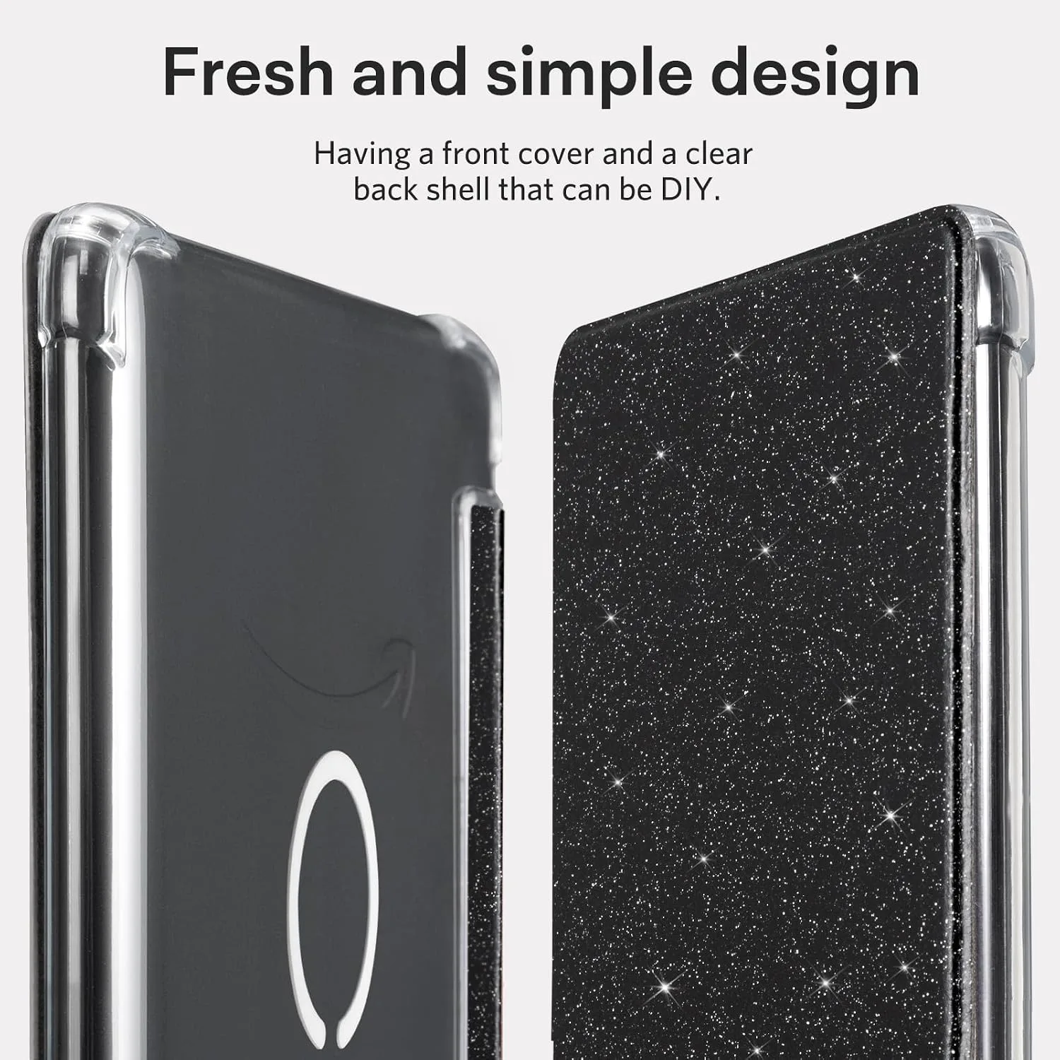 CoBak Magnetic Clear Case for 7" E-Reader - Compatible with iPhone MagSafe, for PopSockets Grips, for Belkin/Anker Wireless Charging Pads and Magnetic Stand,Black Glitter