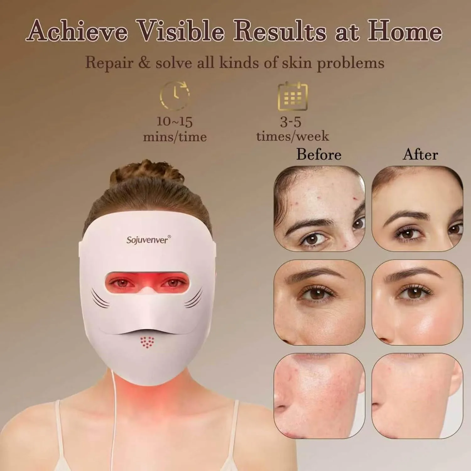 9D Red Light Therapy Mask for Face, 328 LEDs Anti Aging Red Light Mask