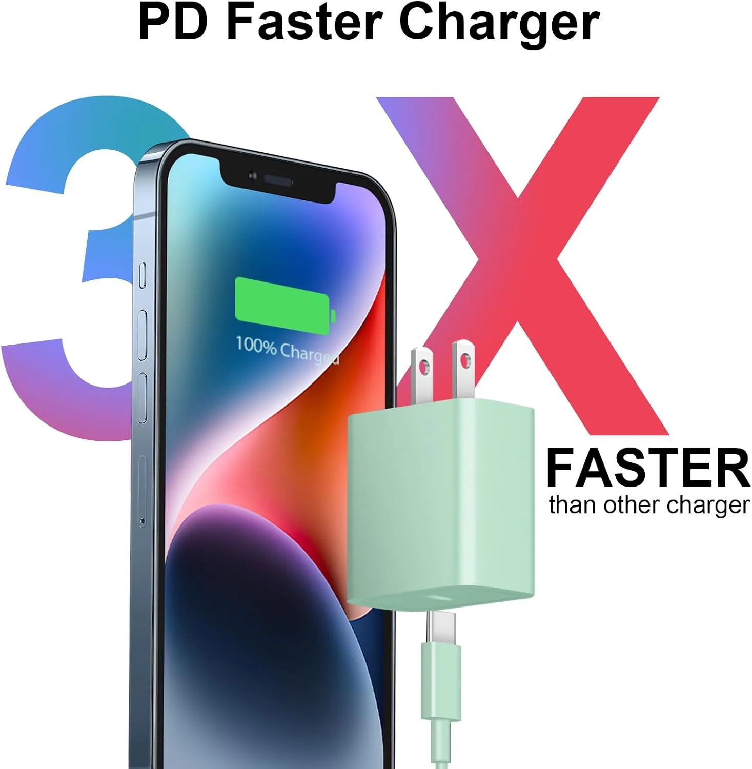 iPhone Duo Charger,iPhone 18 17 16 15 Charger Fast Charging 3+3Pack -Green