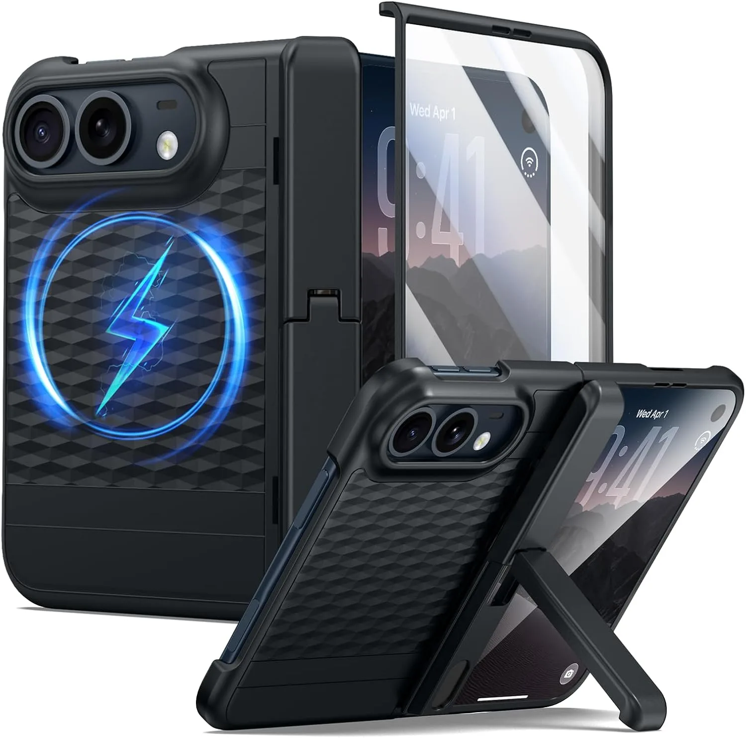 Funda para iPhone Seacosmo Duo con soporte y protector de pantalla Multicolor