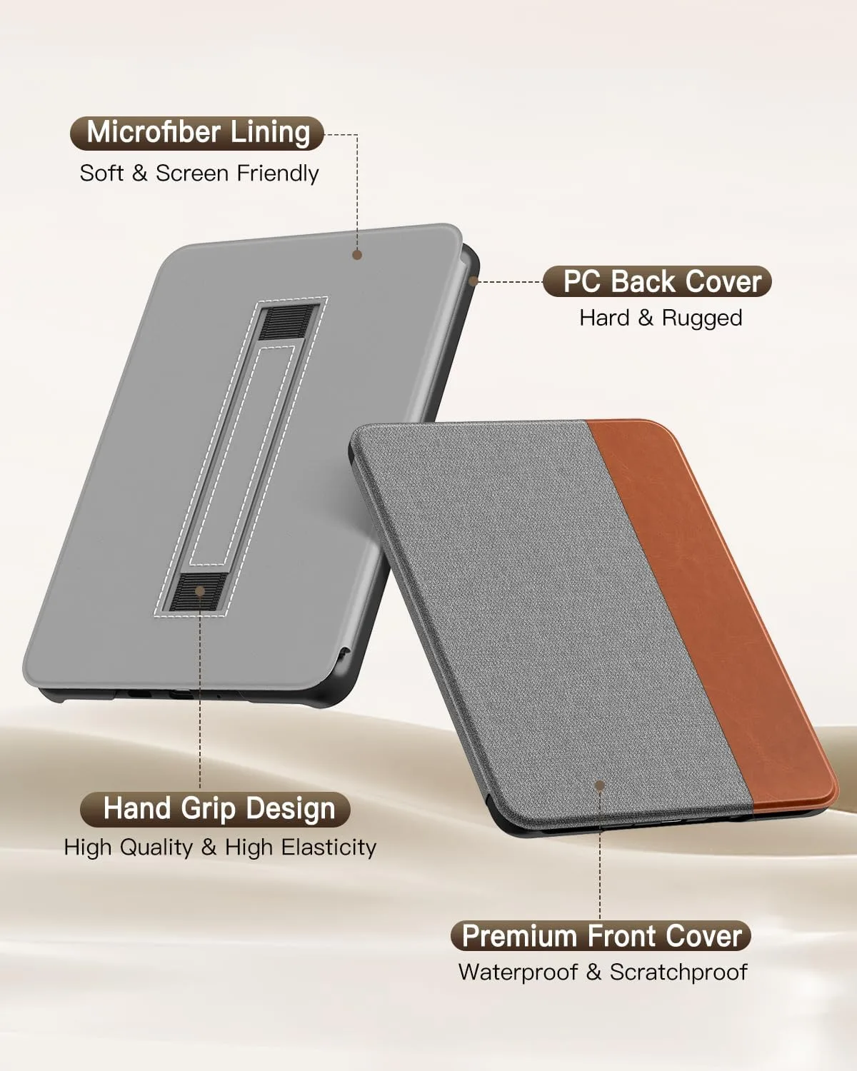 MoKo Case for 7" Kindle Paperwhite 12th Gen 2024 & Colorsoft, Gray & Brown