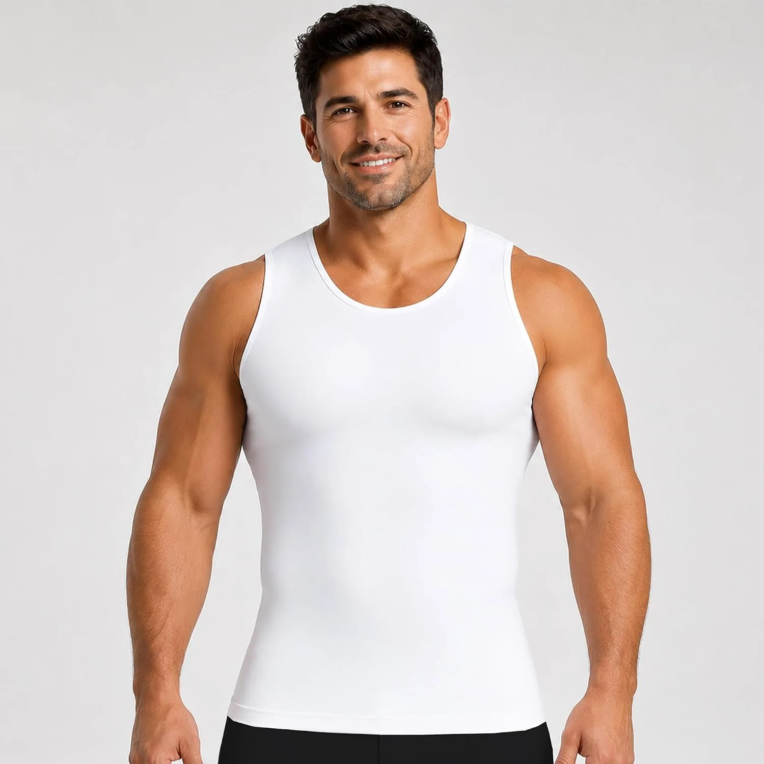 Insta Slim - Made in USA 3 Pack Compression Muscle Tank Body Shapers for Men. Back Support, Slimming Shapewear Undershirt