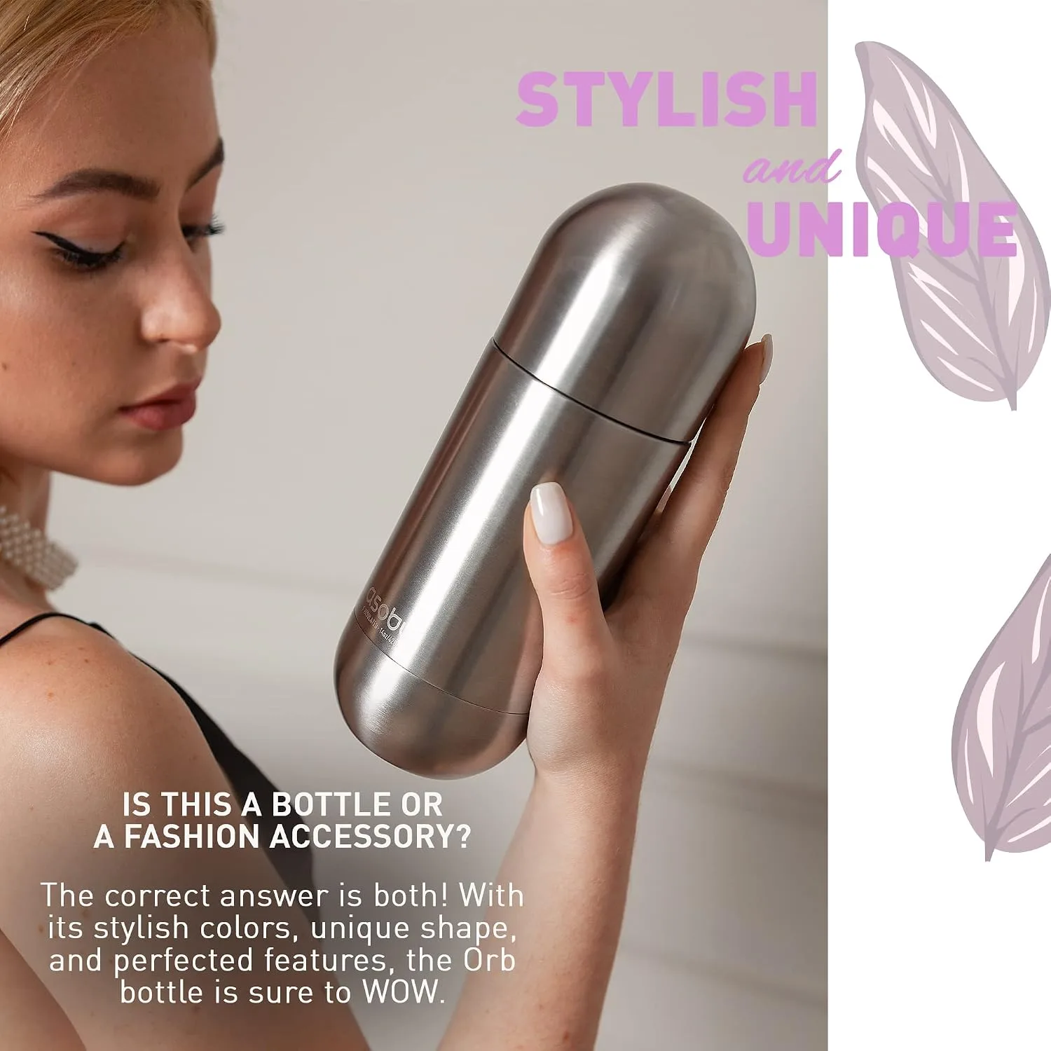 asobu Capsule Bottle Stainless Steel Double Wall Insulated Travel Water Bottle – Lid Doubles as a Cup 14 Ounce (Silver)