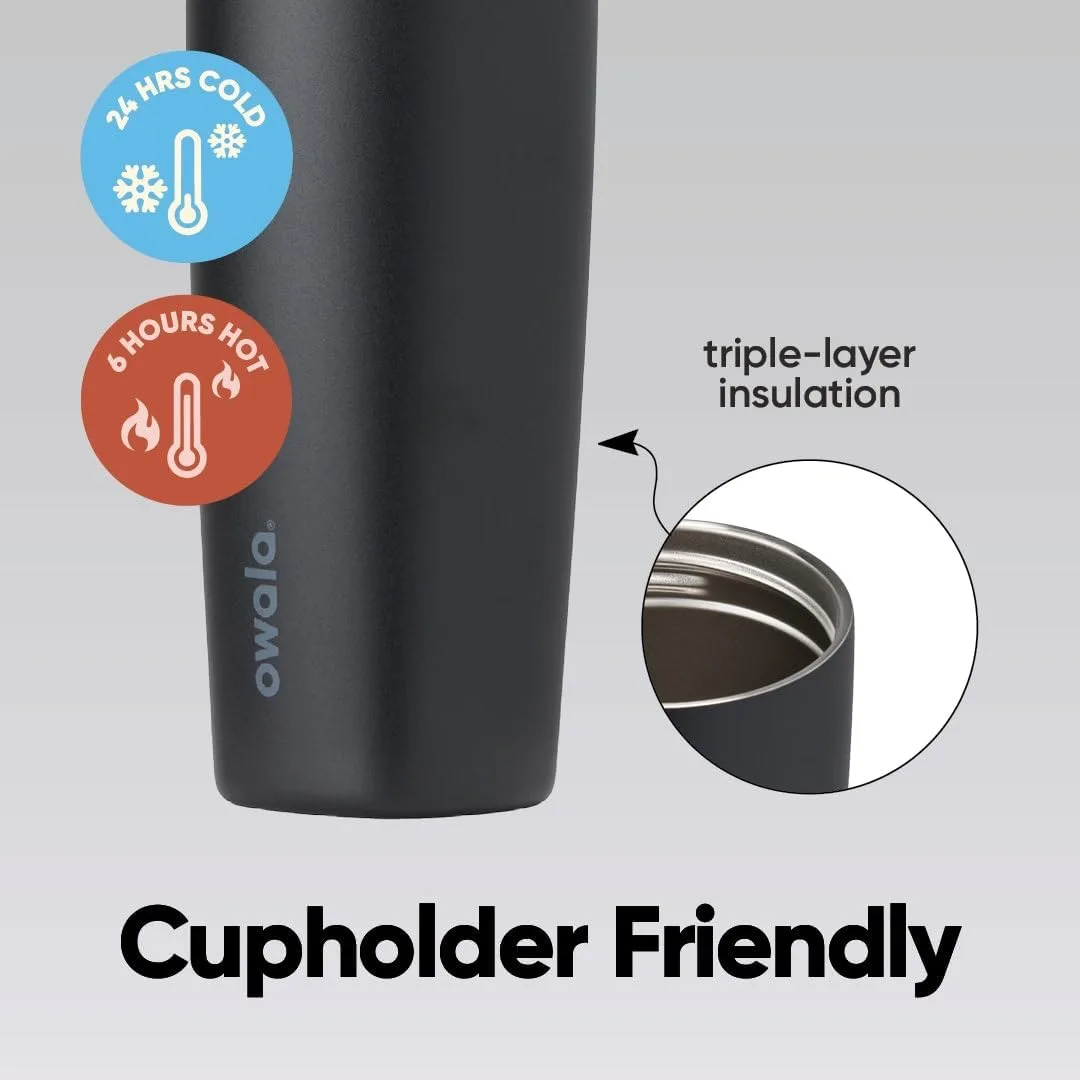 Owala SmoothSip Slider Insulated Travel Coffee Cup 20 oz Very Very Dark