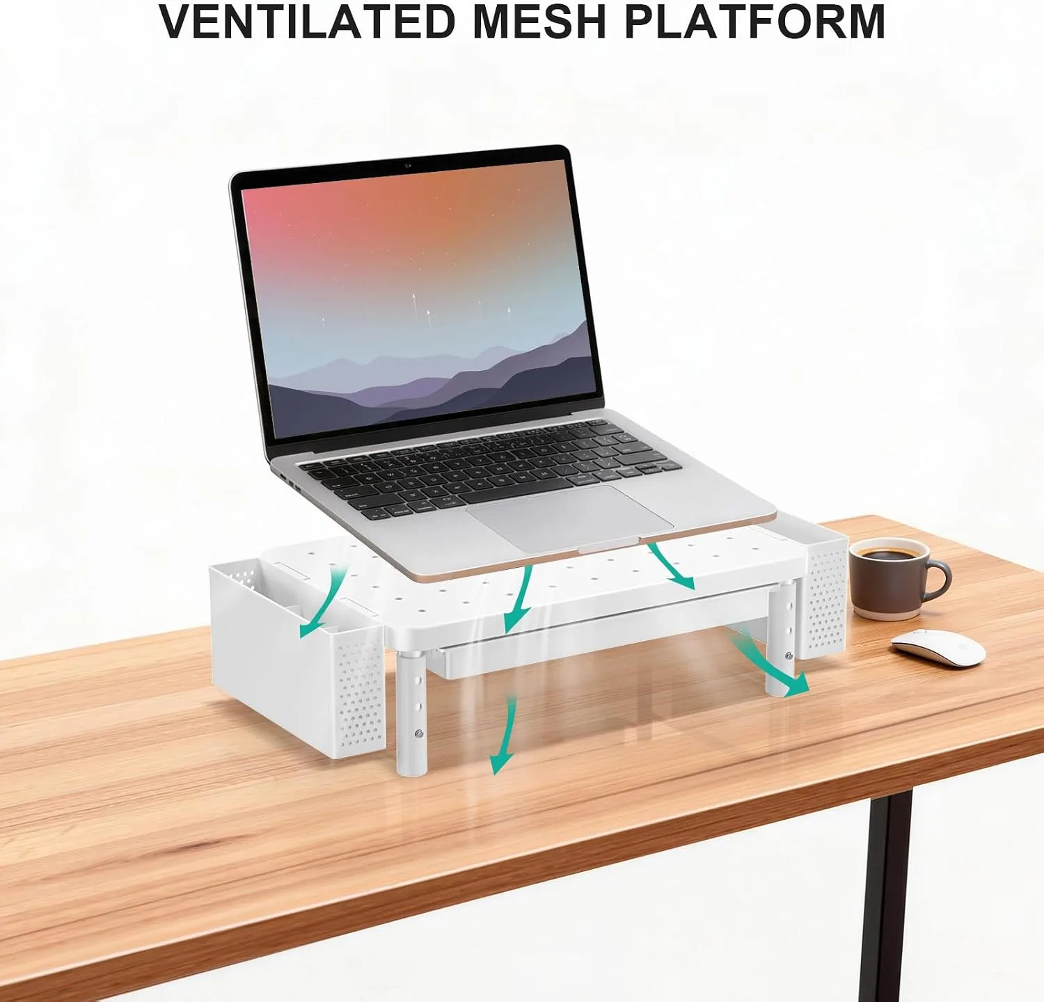 WALI Computer Monitor Stand with Storage and Pen Holder