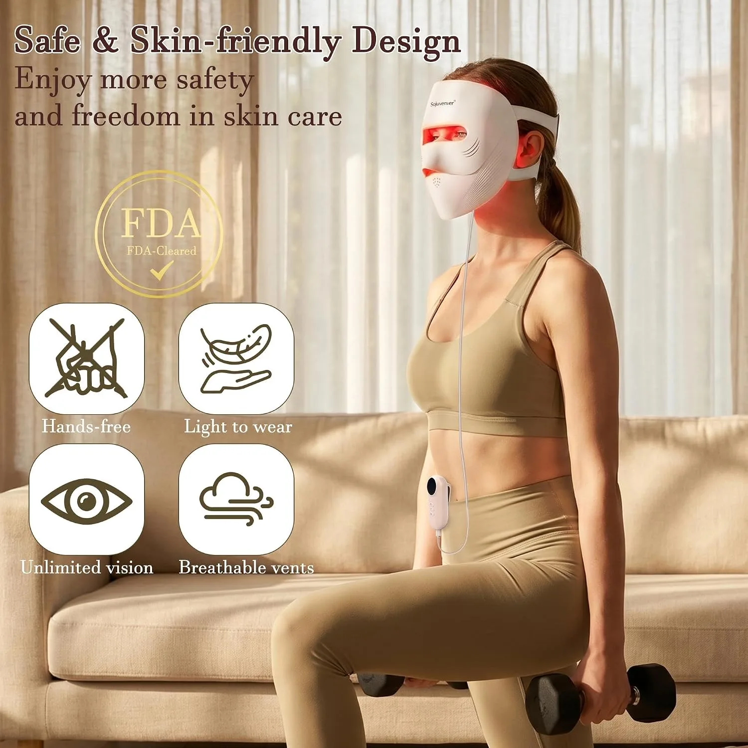 9D Red Light Therapy Mask for Face, 328 LEDs Anti Aging Red Light Mask