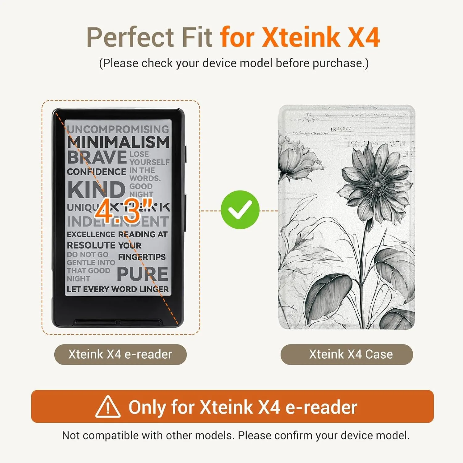 CoBak Magnetic Case for XTEINK X4, Ultra-Lightweight Protective Cover for Xteink X4 E-Reader, Secure Magnetic Attachment(Sketching Sunflowers)