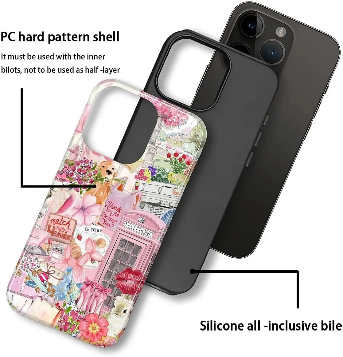 DAIZAG Case for iPhone 11 Pro,Mixed 2 Layer Design Shockproof Soft TPU Ddouble Protection Phone Case for iPhone 11 Pro-Cute Pink Animal Garden Collage