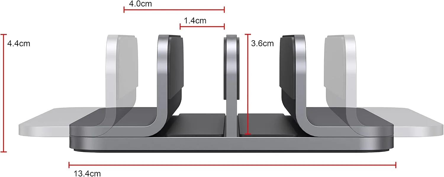 JOKItech Dual Aluminum Vertical Laptop Stand Organizer, Sturdy Notebook Computer Holder Stand Compatible with New Liquid Retina XDR Apple MacBook Air/Pro/Neo, Mac mini, Apple TV & iPad Pro - Spacegray
