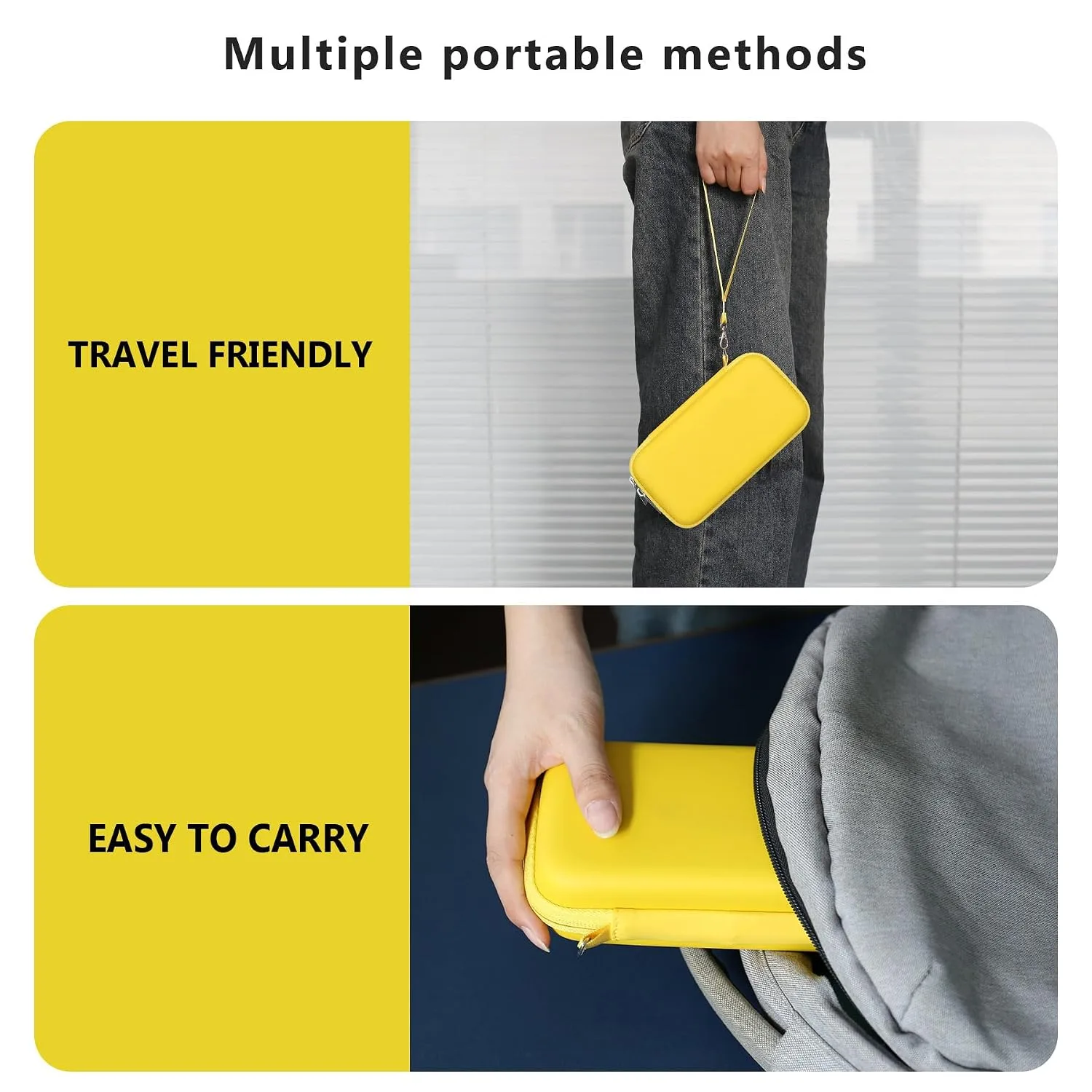 Supmay Hard Carrying Case Compatible with Nintendo DS Lite NDSL, Gameboy Advance Games Storage Holder Travel Bag with Mesh Pocket for USB Charging Cable, Stylus, Earphones, Game Cartridge, Yellow