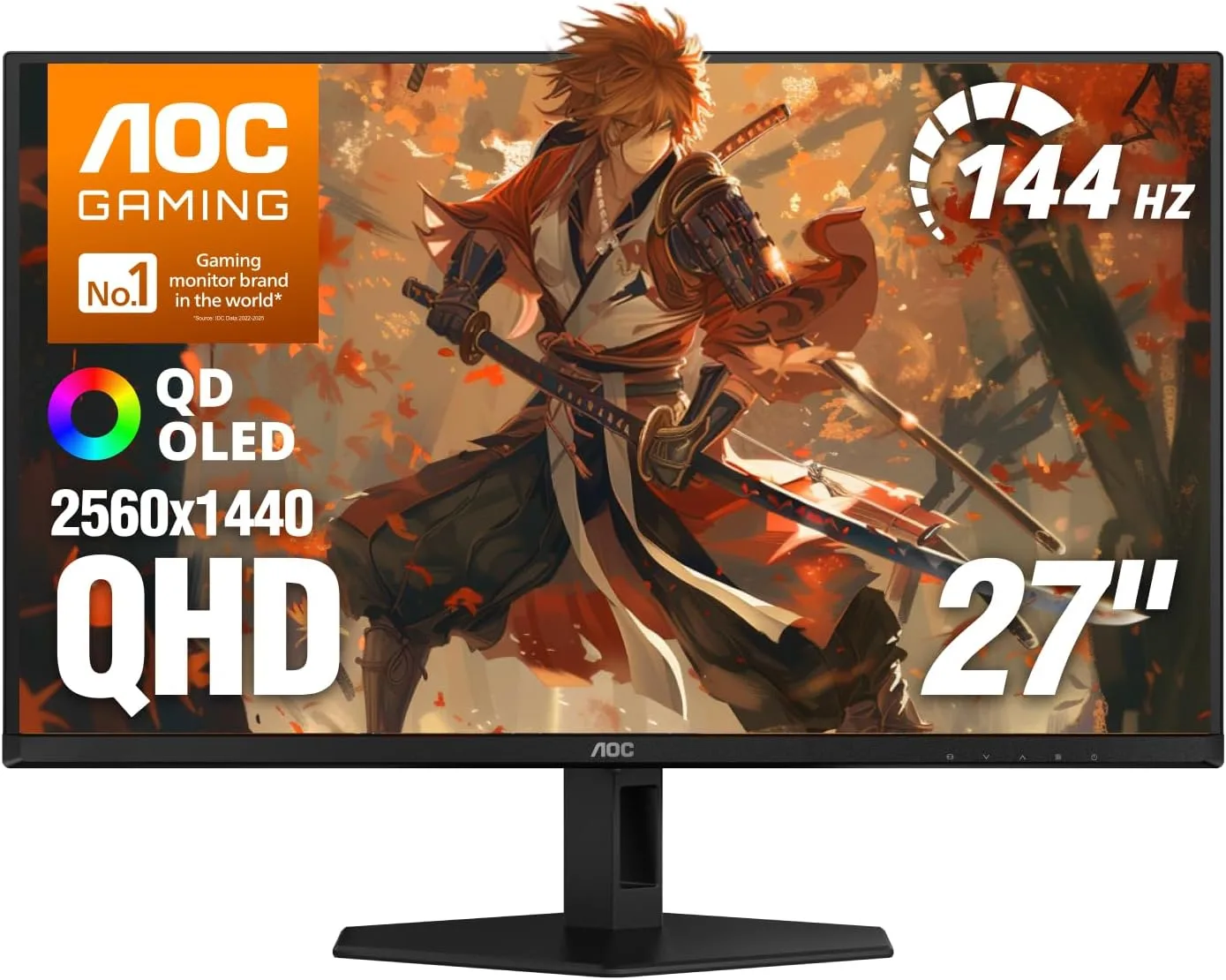 AOC 27" Gaming Monitor QHD QD OLED 144Hz NVIDIA G-SYNC Compatible Q27GADE