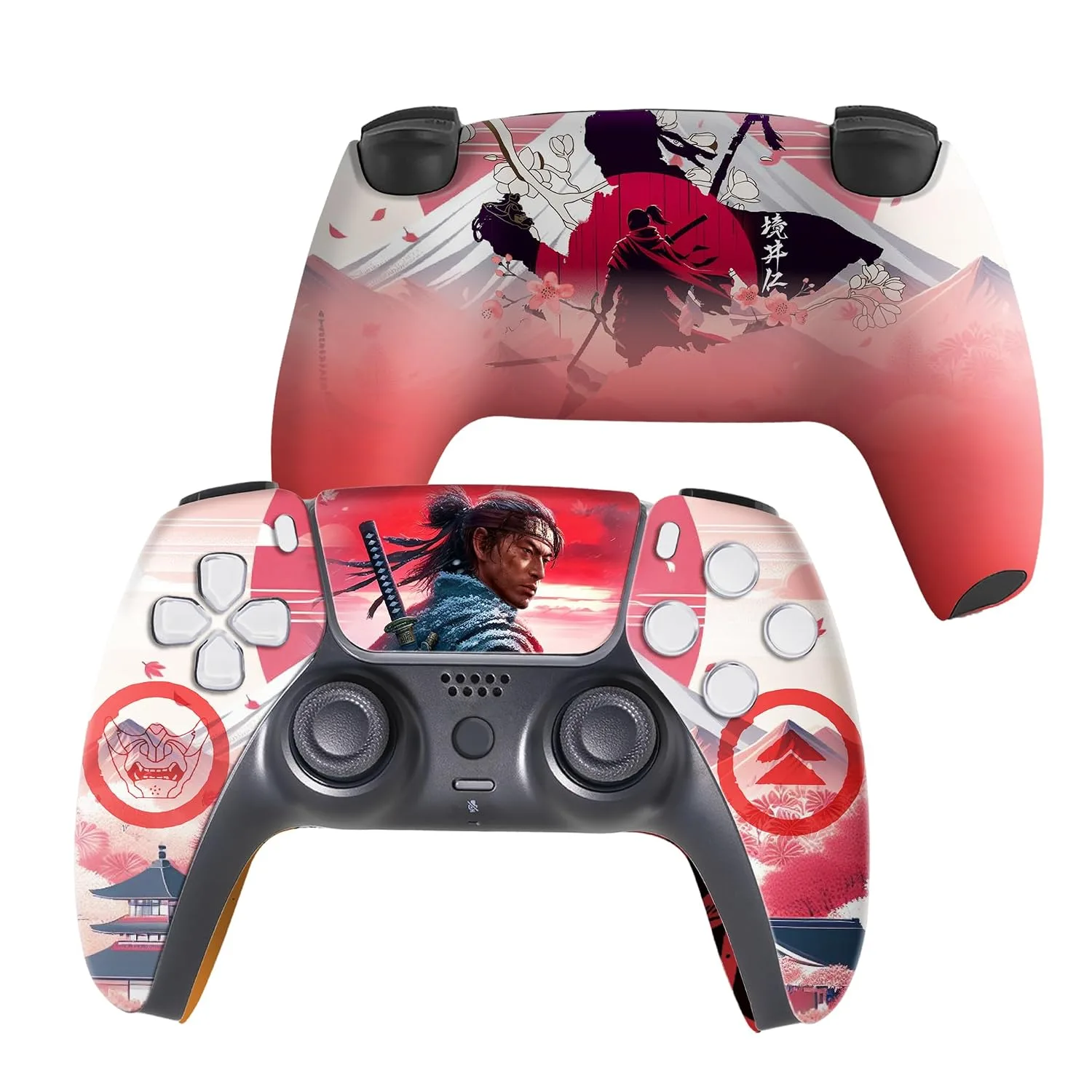 Ghost of Tshushiima Custom PS-5 Controller Wireless compatible with Play-Station 5 Console by BCB Controllers | Proudly Customized in USA with Permanent HYDRO-DIP Print(NOT JUST A SKIN)(MODDED)