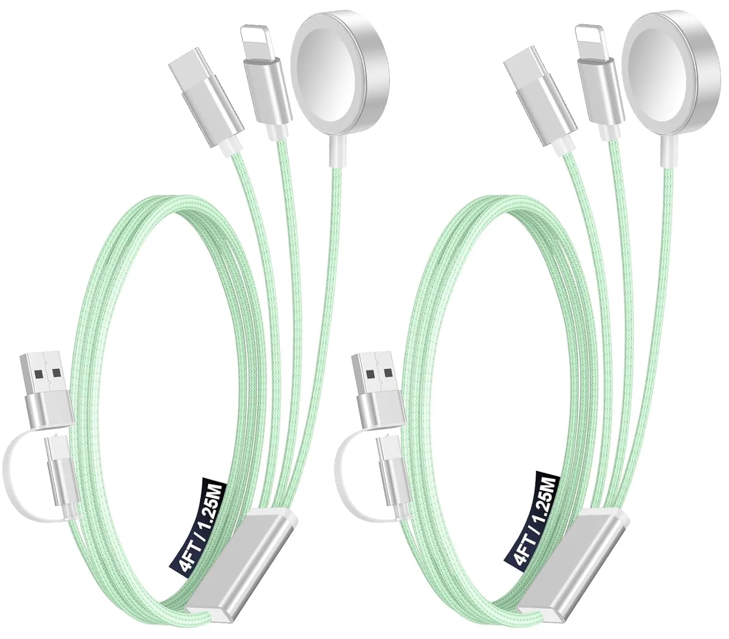 2Pack Travel Essentials for Apple Watch Charger,3-in-2 Multi Charging Cable
