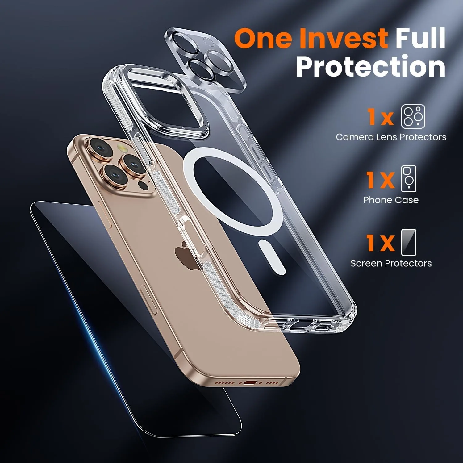 toushion 3 in 1 for iPhone 16 Pro Case Clear Bumper