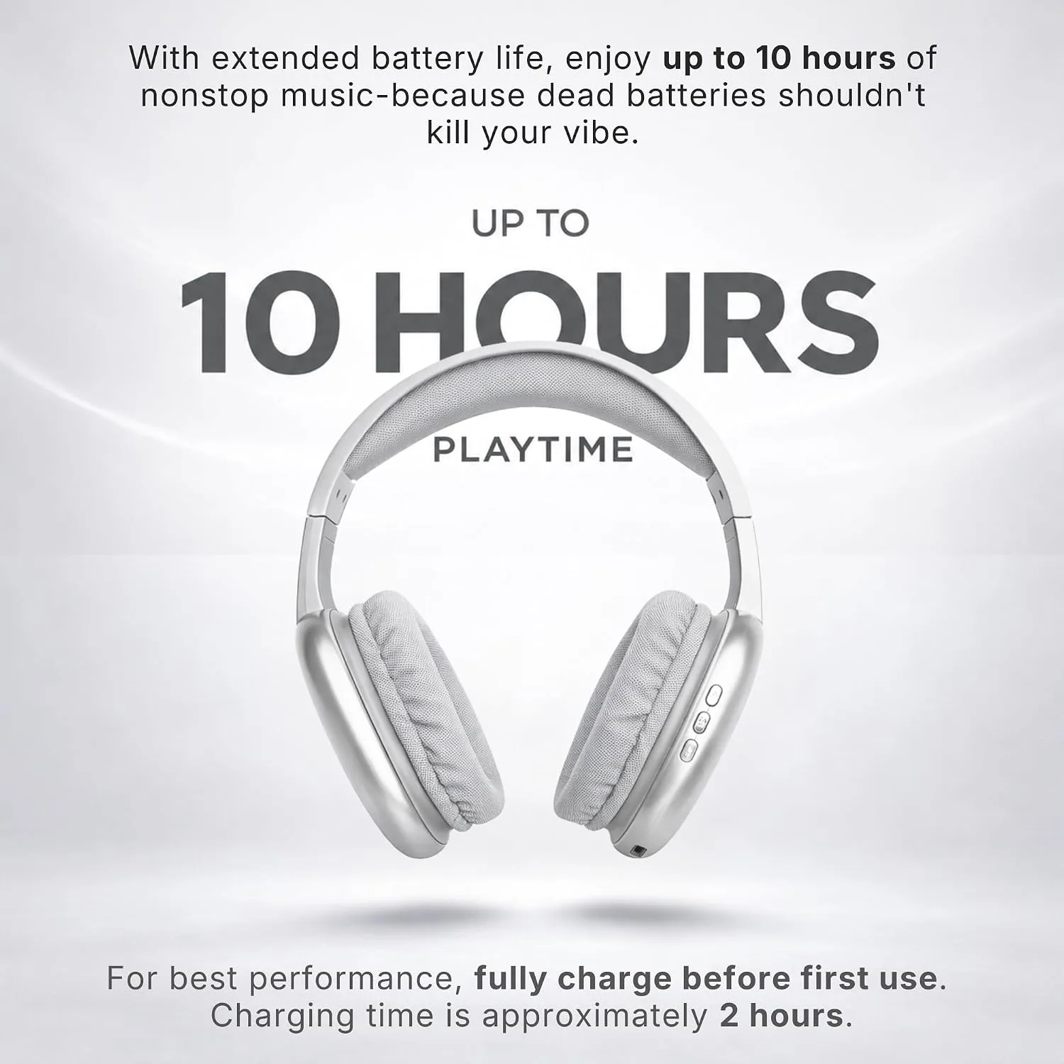 iJoy Ultra Wireless Over-Ear Bluetooth Headphones with Mic, 10H Playtime Bluetooth Headset with Backup Wire & SD Slot, Wireless Headphones for Work, School & Gym (Silver)