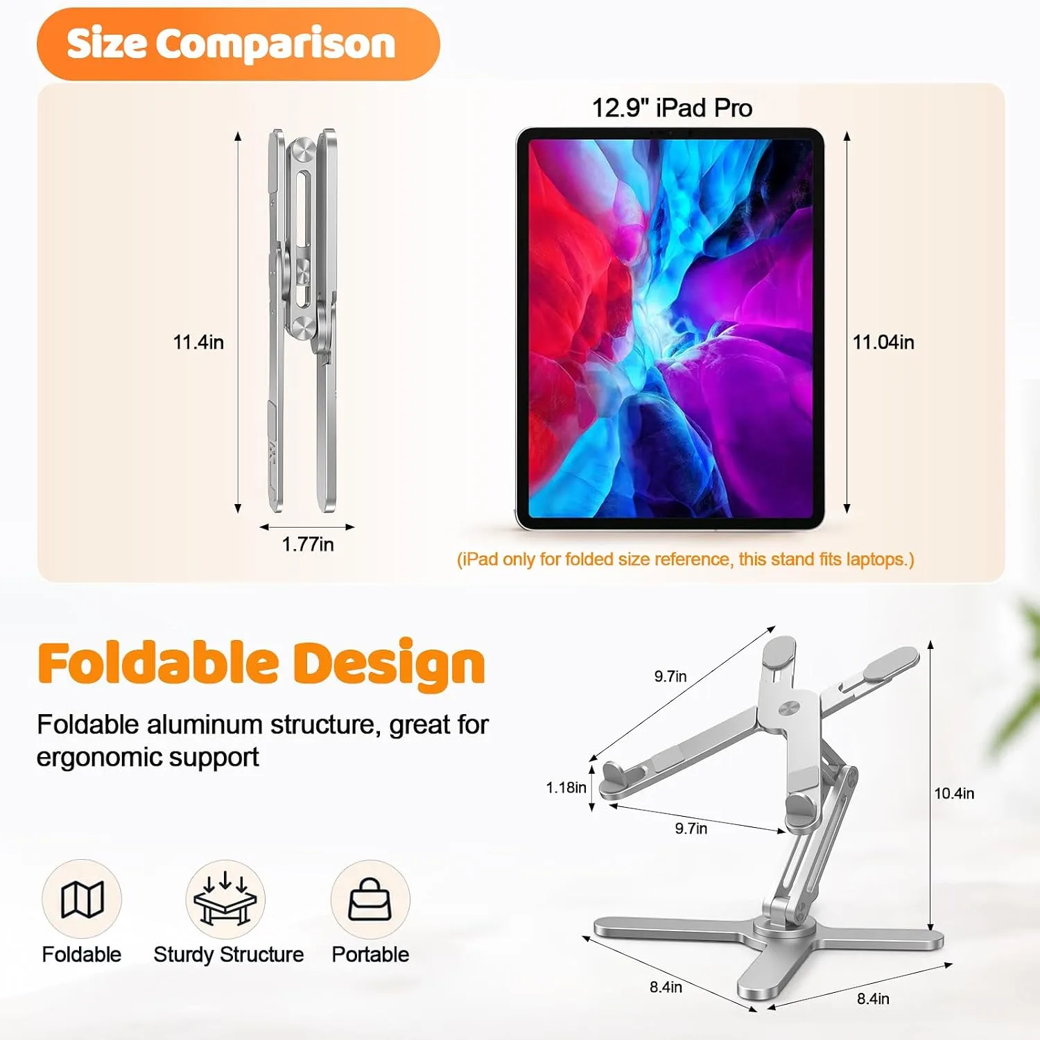 MOALLIA N86 360 Rotating Laptop Stand for Desk with Locking Knobs, Silver