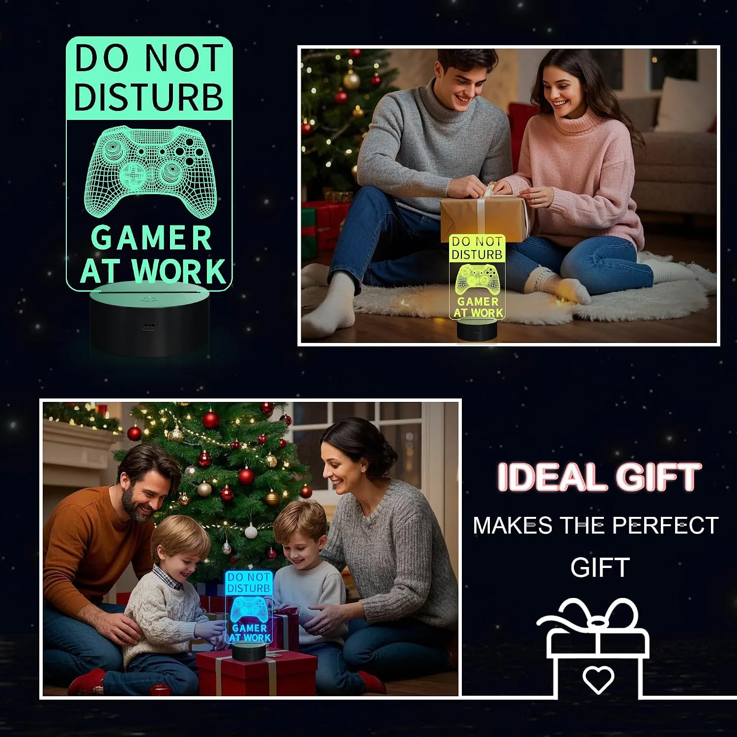 YuanDian Do Not Disturb Gamer at Work Night Light,Gamepad Graphic Video Games Gamer Gift Funny 3D Illusion Lamp 16 Colors Changing Touch & Remote Control for Men Teenagers and Kids