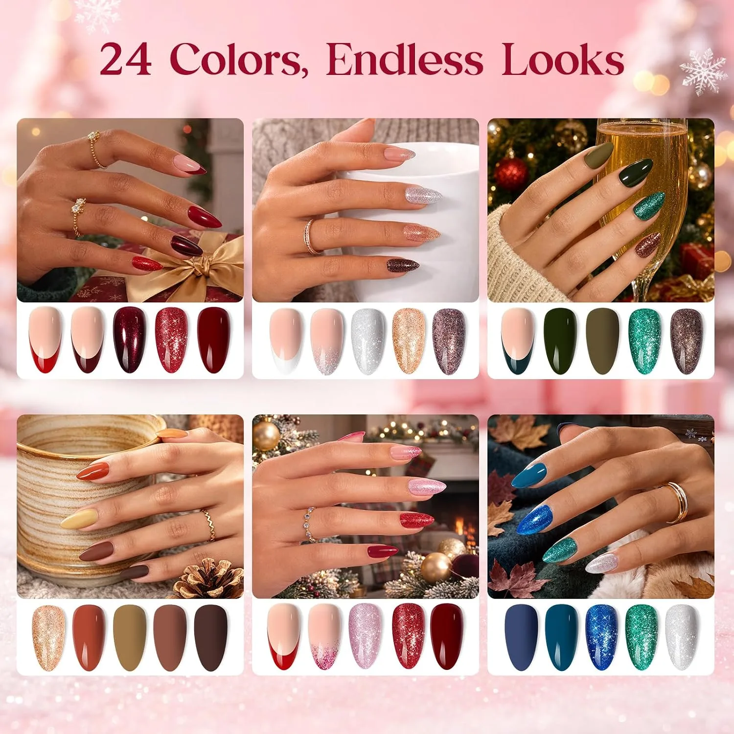 Beetles 720 PCS Short Almond Press On Nails Kit, 24 Colors, 15 Sizes