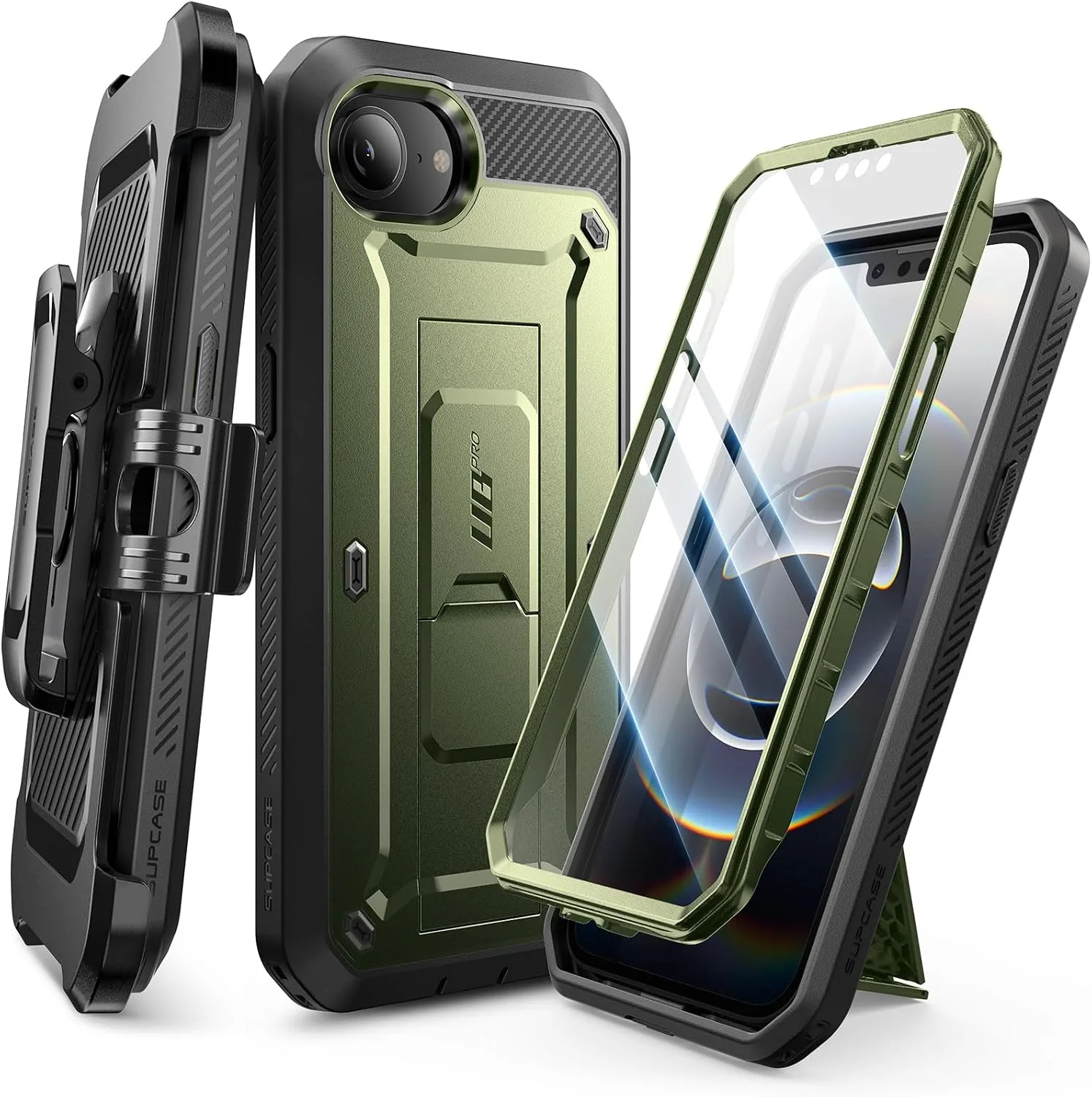 SUPCASE for iPhone 17e/16e Case with Stand & Screen Protector, Green