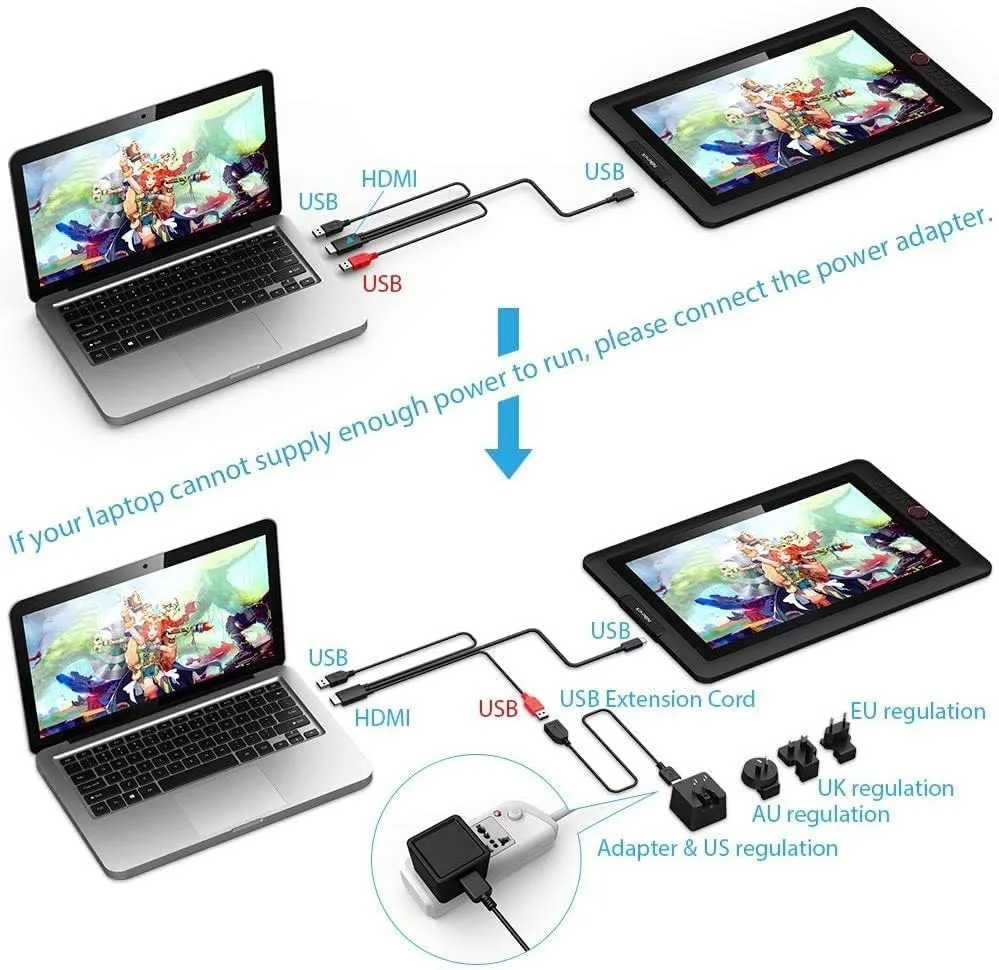 XPPen 15.6" Drawing Tablet with 16384 Pressure Levels Stylus