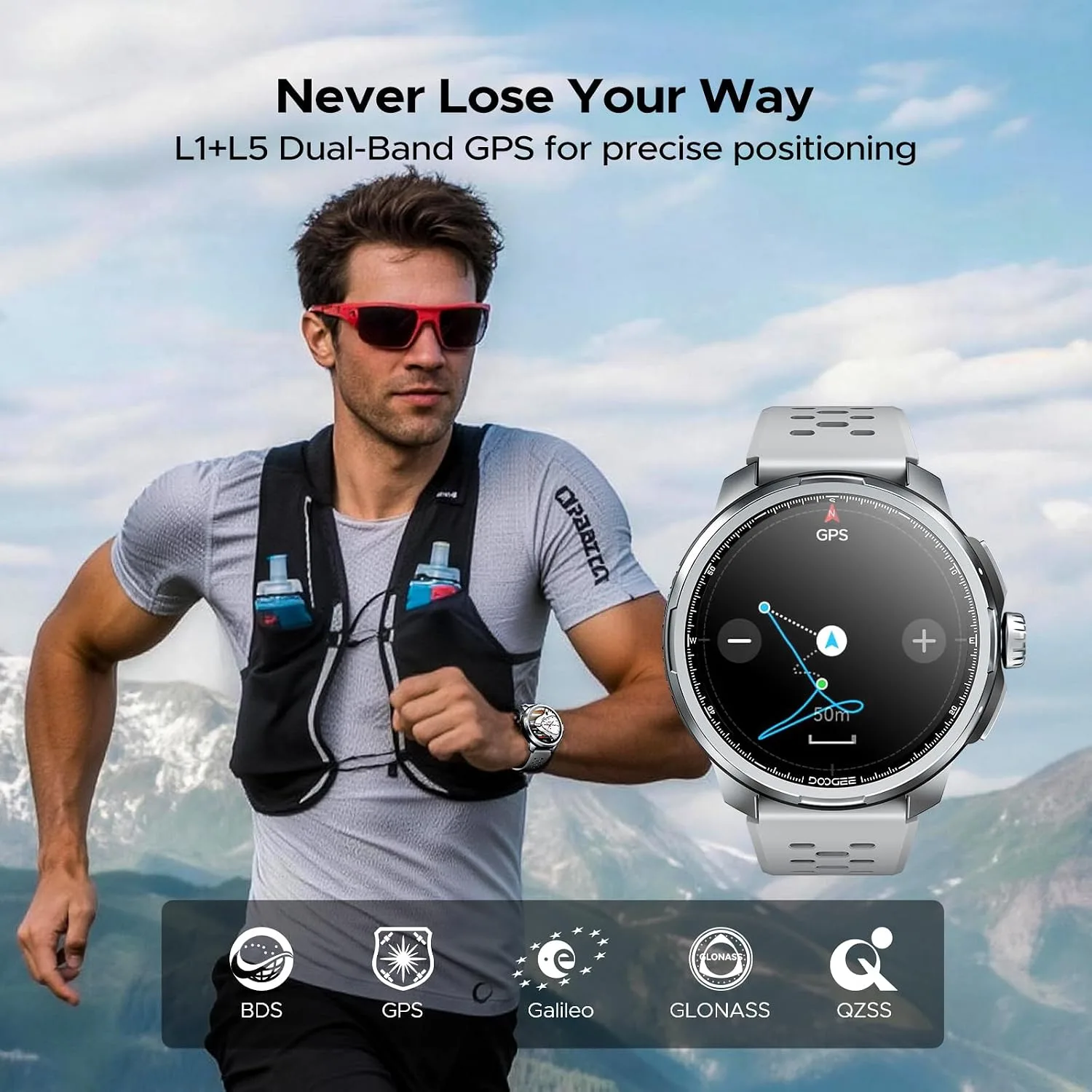 ANYMOVING M1 Smart Watches,Dual-Band GPS & 170+ Sports Modes