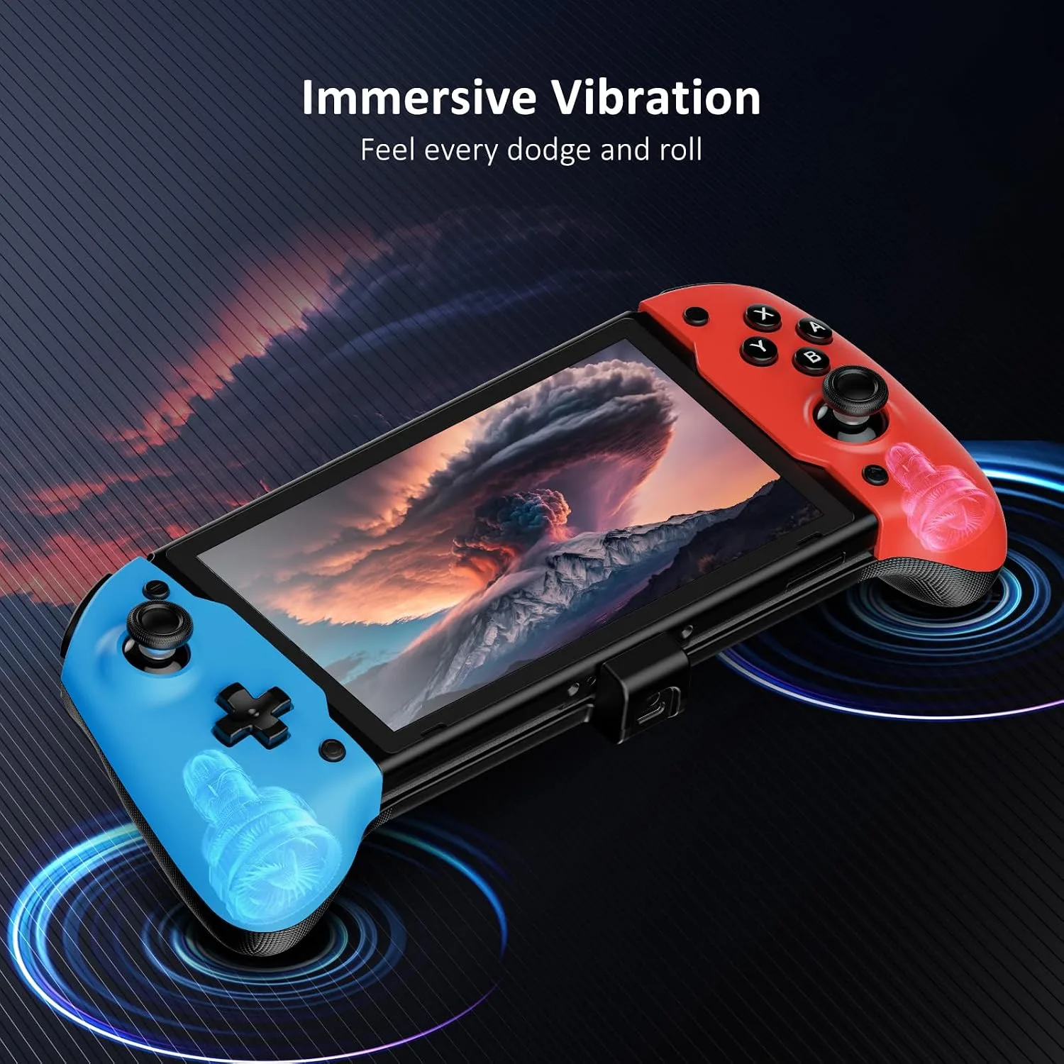 NexiGo Hall Effect Gripcon (No Drift, No Deadzone) with Hall Sensing Joystick for Nintendo Switch/Switch OLED, Ergonomic Handheld Mode, 6-Axis Gyro, Mapping Function, Classic