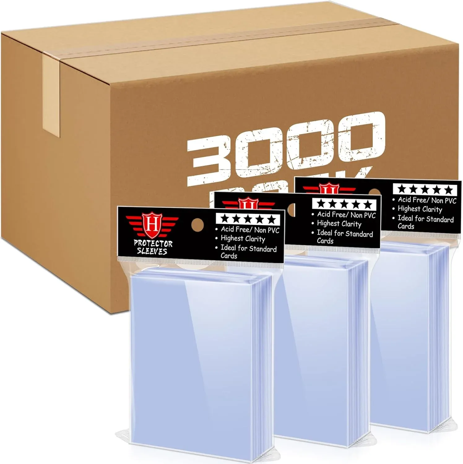 Fundas para Cartas Homthy 3000 Unidades Transparentes 66x91mm