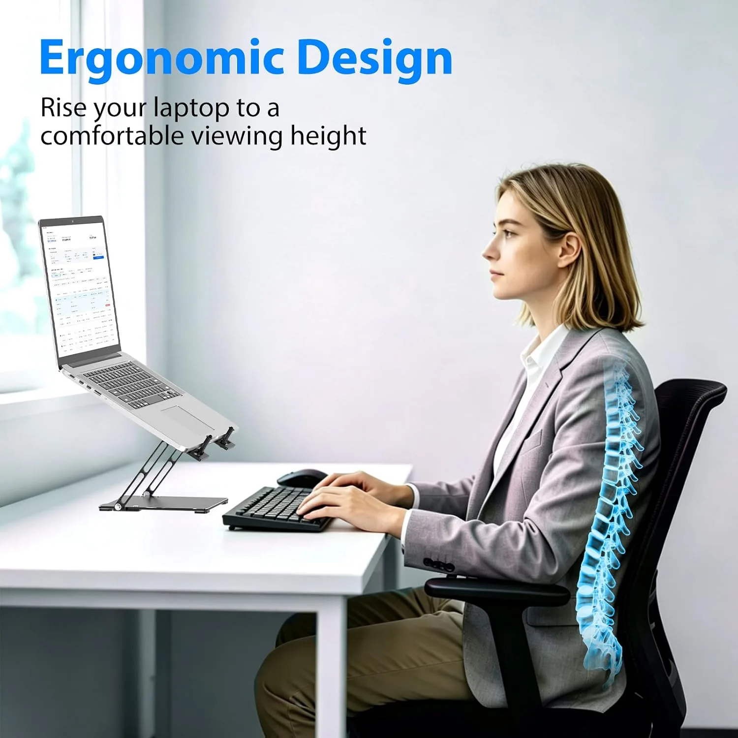 Ultra-Thin Laptop Stand for Desk, Adjustable Laptop Riser