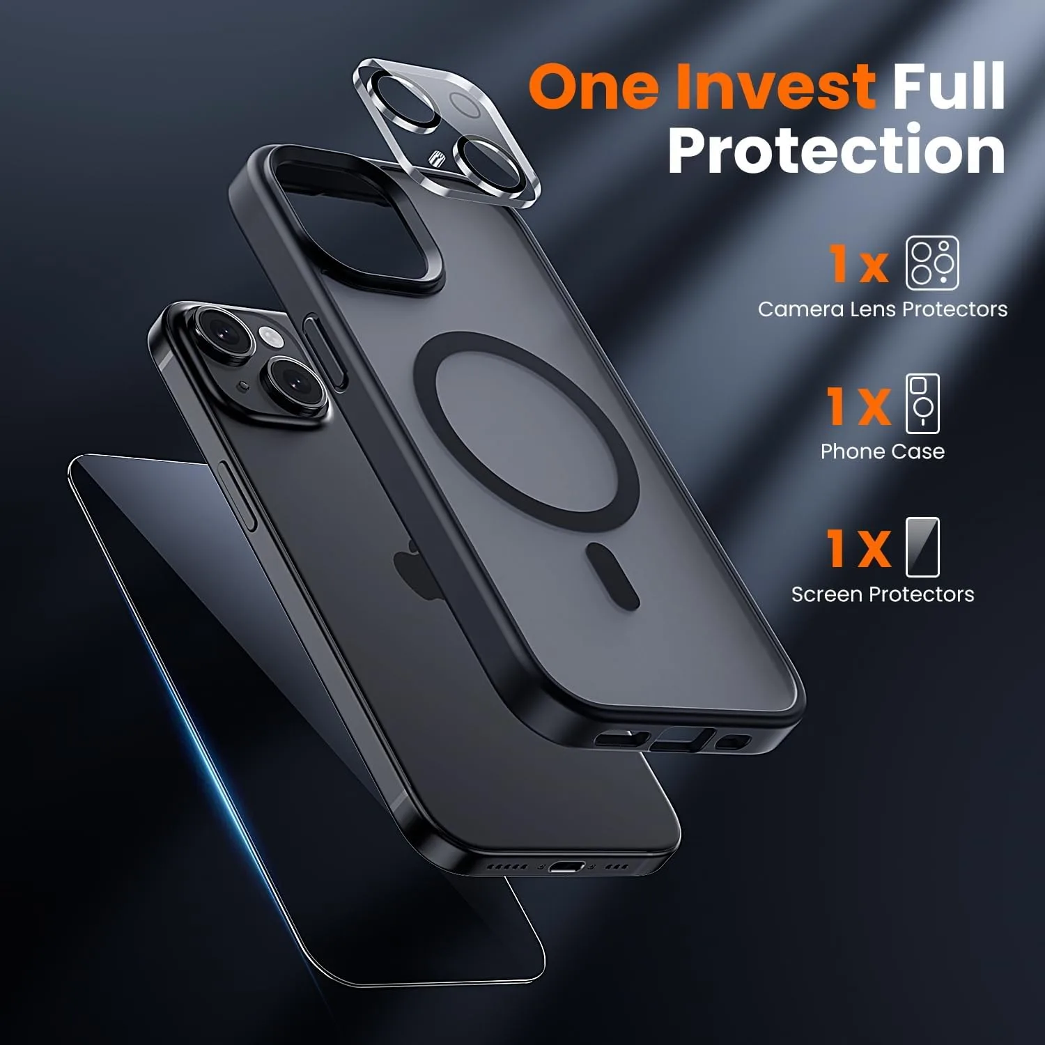 toushion 3 in 1 for iPhone 14 Case Matte Black