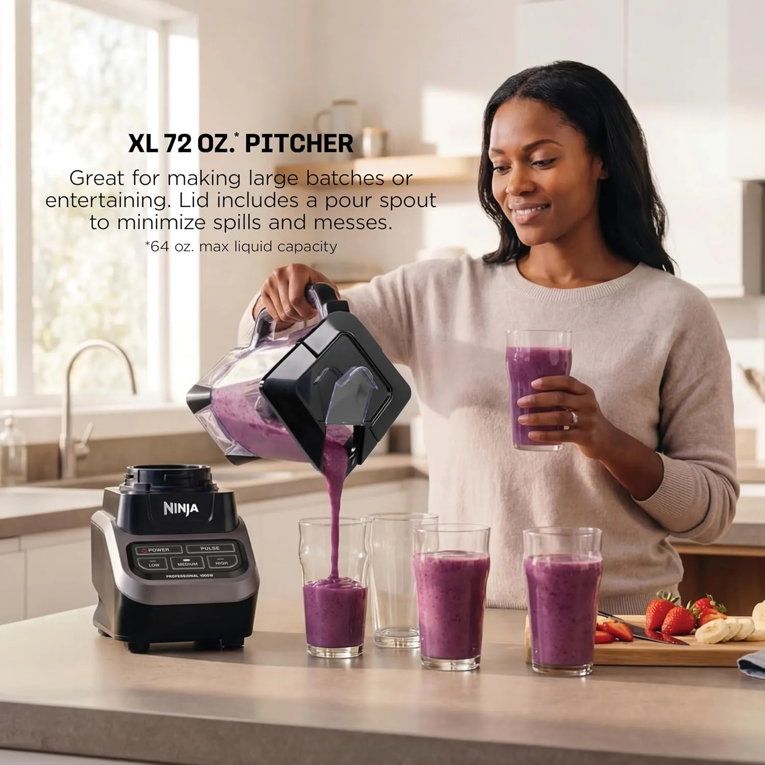 Ninja Professional Blender, 1000W, Total Crushing Tech, 72oz Pitcher, BL610