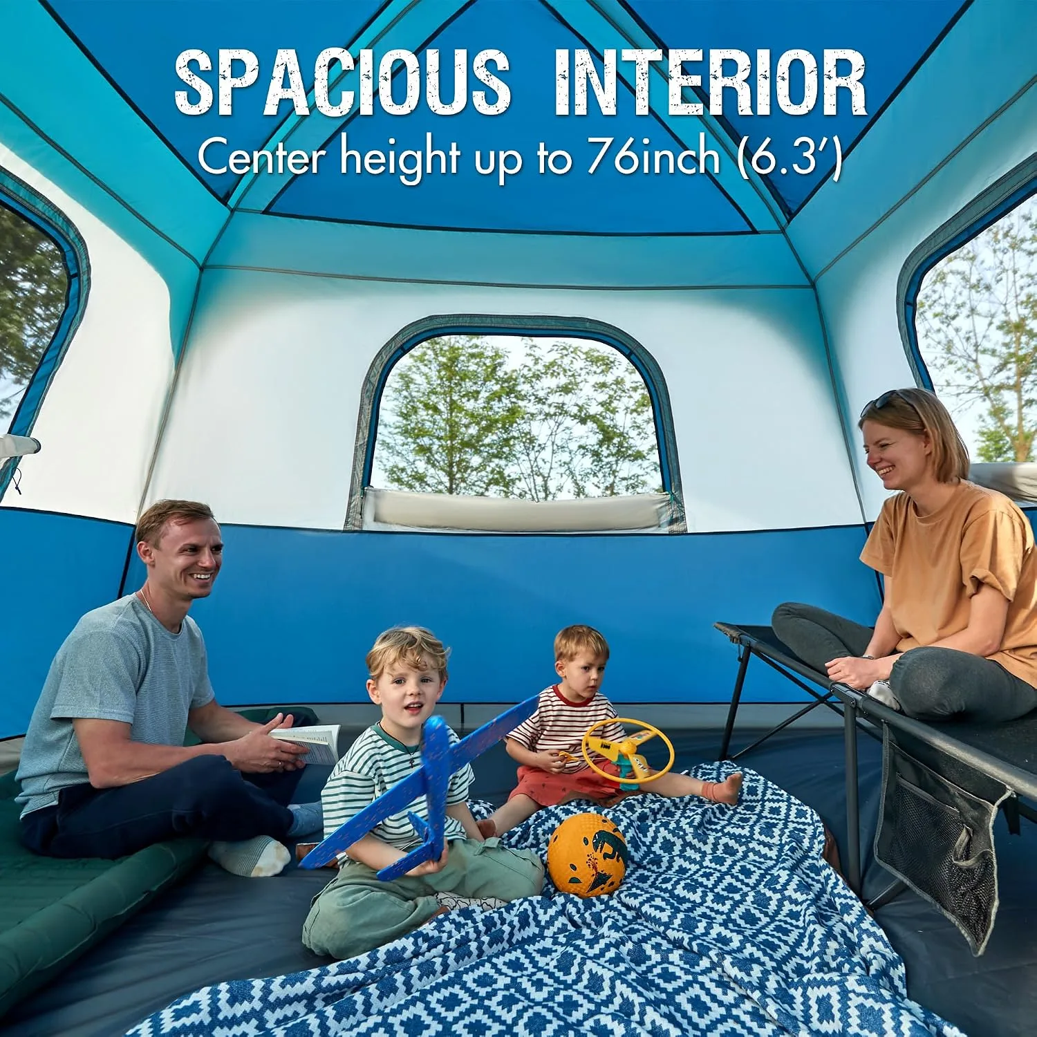 Portal Camping Tent, 6 Person Instant Cabin Tent with Rainfly, Large Mesh Windows & Upgraded Ventilation, Portable Big Tents with Carry Bag for Family Outdoor, Backpacking, Hiking