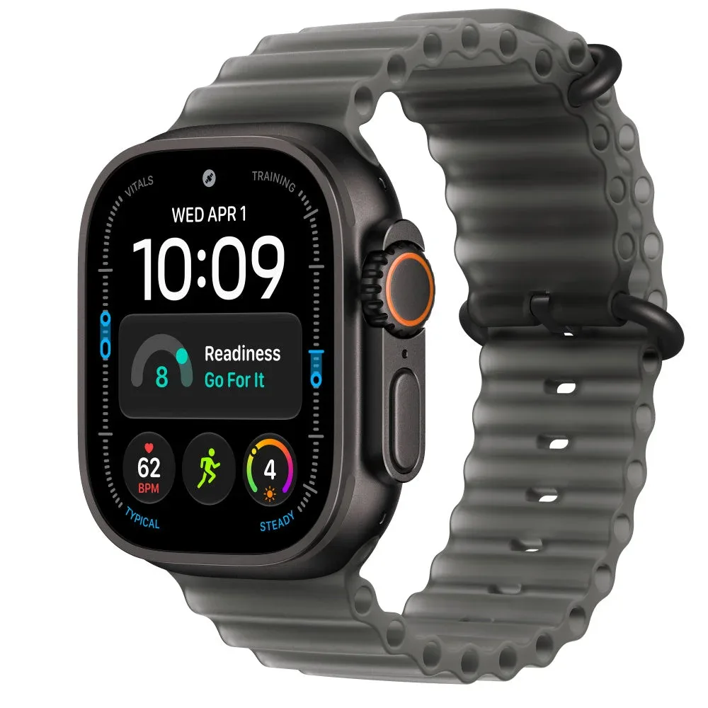 Apple Watch Ultra 4 GPS + Cellular 49mm Black Titanium (2026) | Ocean Alpine Trail Milanese - Ocean Band Gris Translúcido - Ocean Band Negro Translúcido