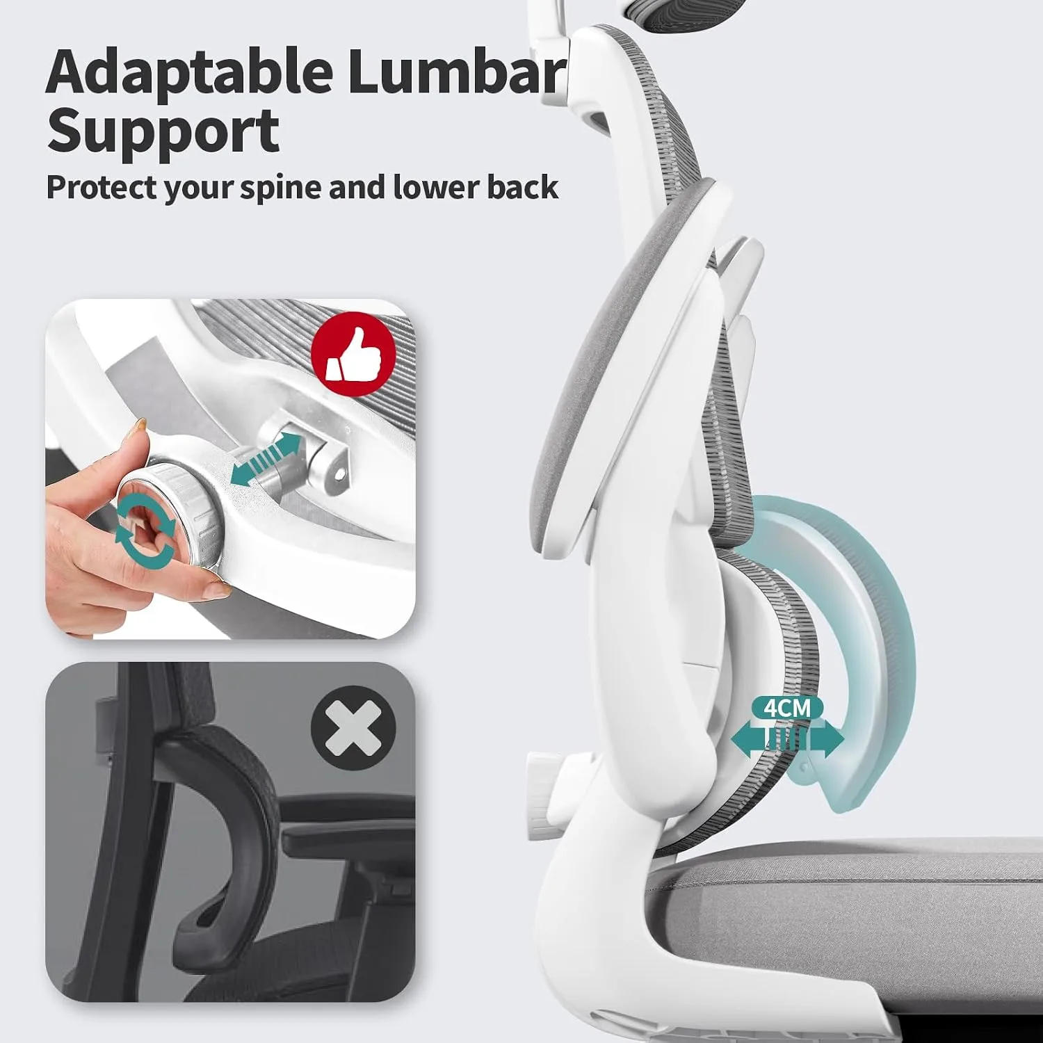 TRALT Office Chair Ergonomic Desk Chair with Lumbar Support Grey, 1