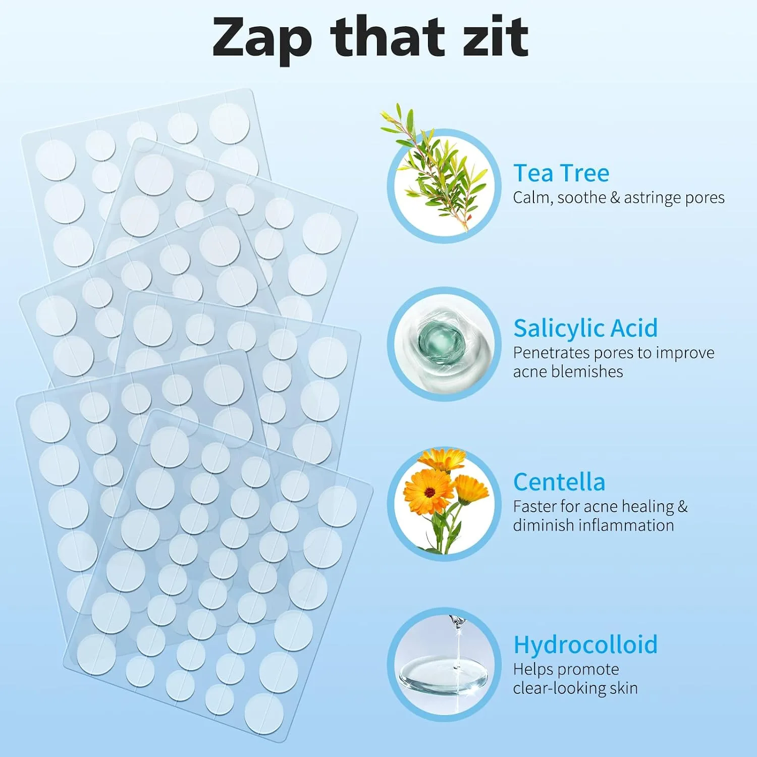 QUSTERE Pimple Patches for Face, Hydrocolloid Acne Patches, Cute Round Shape Zit Covers, Spot Stickers with Tea Tree, Salicylic Acid & Cica Oil| 2 Sizes (9mm, 12mm) |288 Count