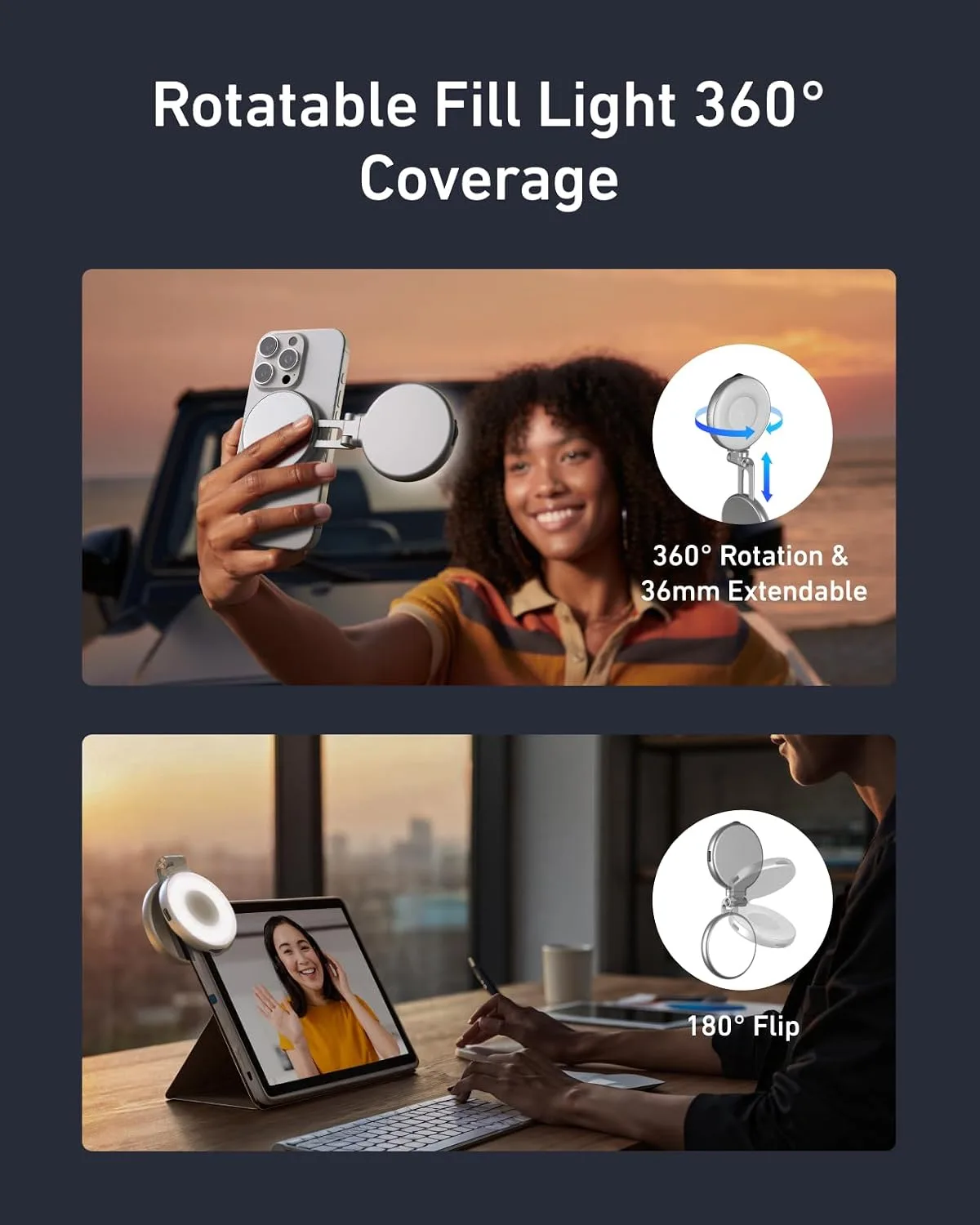TELESIN C03 Magnetic Selfie Light, Phone Light for iPhone Magsafe