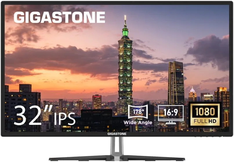 Gigastone 27 inch IPS LED Back Light Monitor 75Hz FHD 1920 x 1080, 178° Wide View Frameless Computer Monitor 5ms, Built-in Speakers, Eye Care Technology, Ergonomic Tilt VESA Mount, HDMI VGA