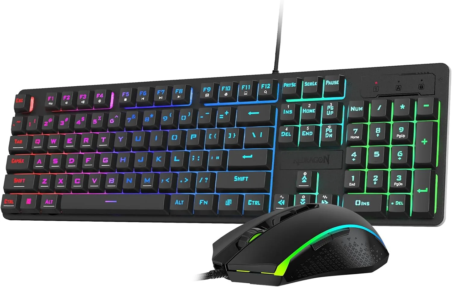 Redragon Updated S107 Gaming Keyboard and Mouse, RGB Gaming Keyboard and 10000 DPI Mouse Combo with 25-Key Anti-Ghosting, 1K Hz Programmable Mice with Software, Plug & Play to PC, Laptop [Upgrade]