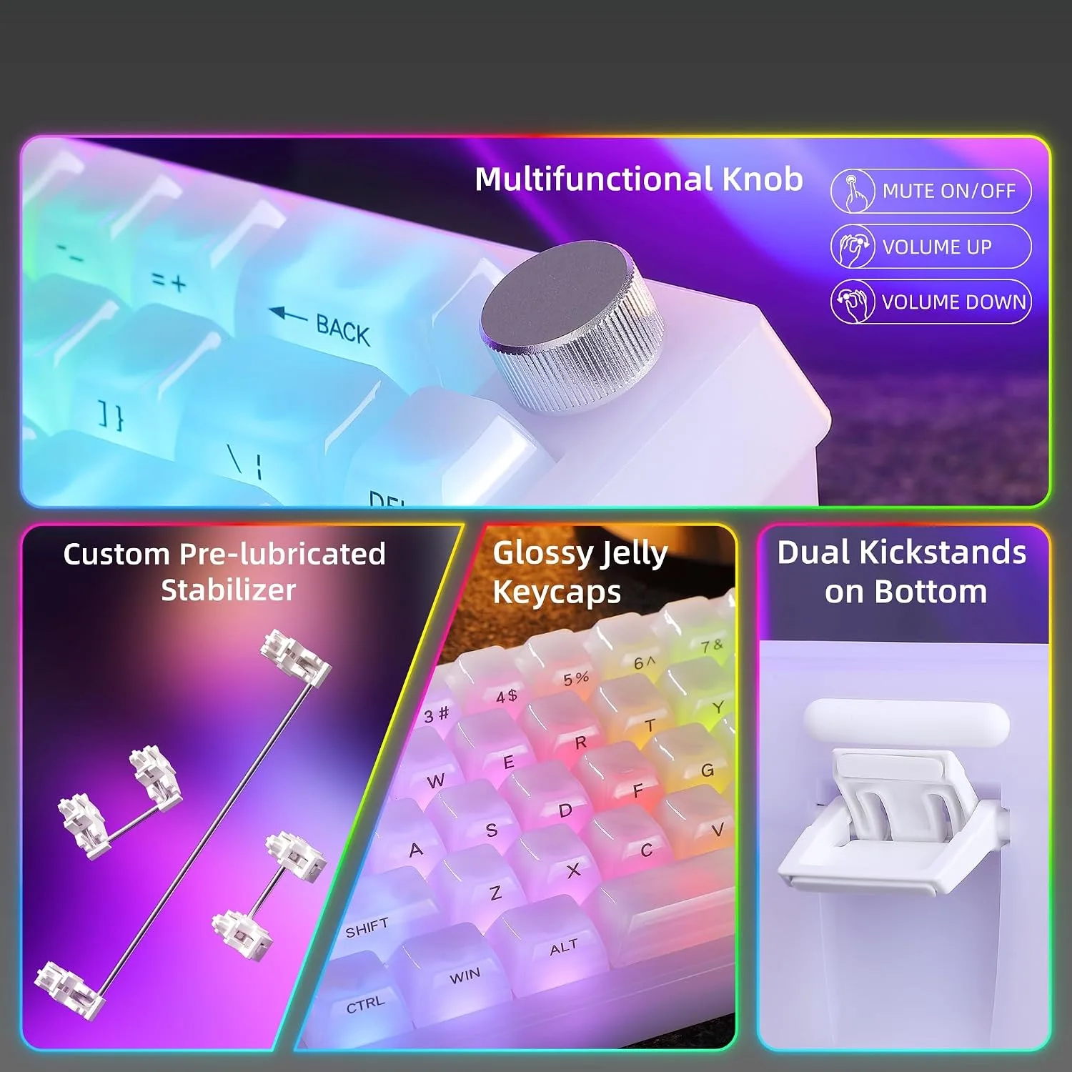 Womier Wireless 60% Gaming Keyboard with Dedicated Knob,Mechanical Keyboard