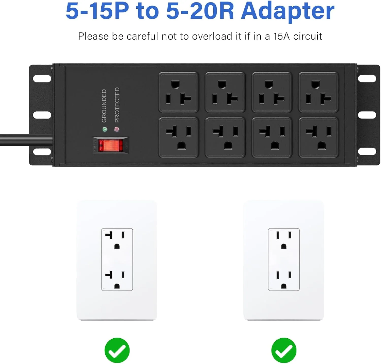 CCCEI 12 Gauge Heavy Duty Power Strip, 8 Ports, Black, 6FT.