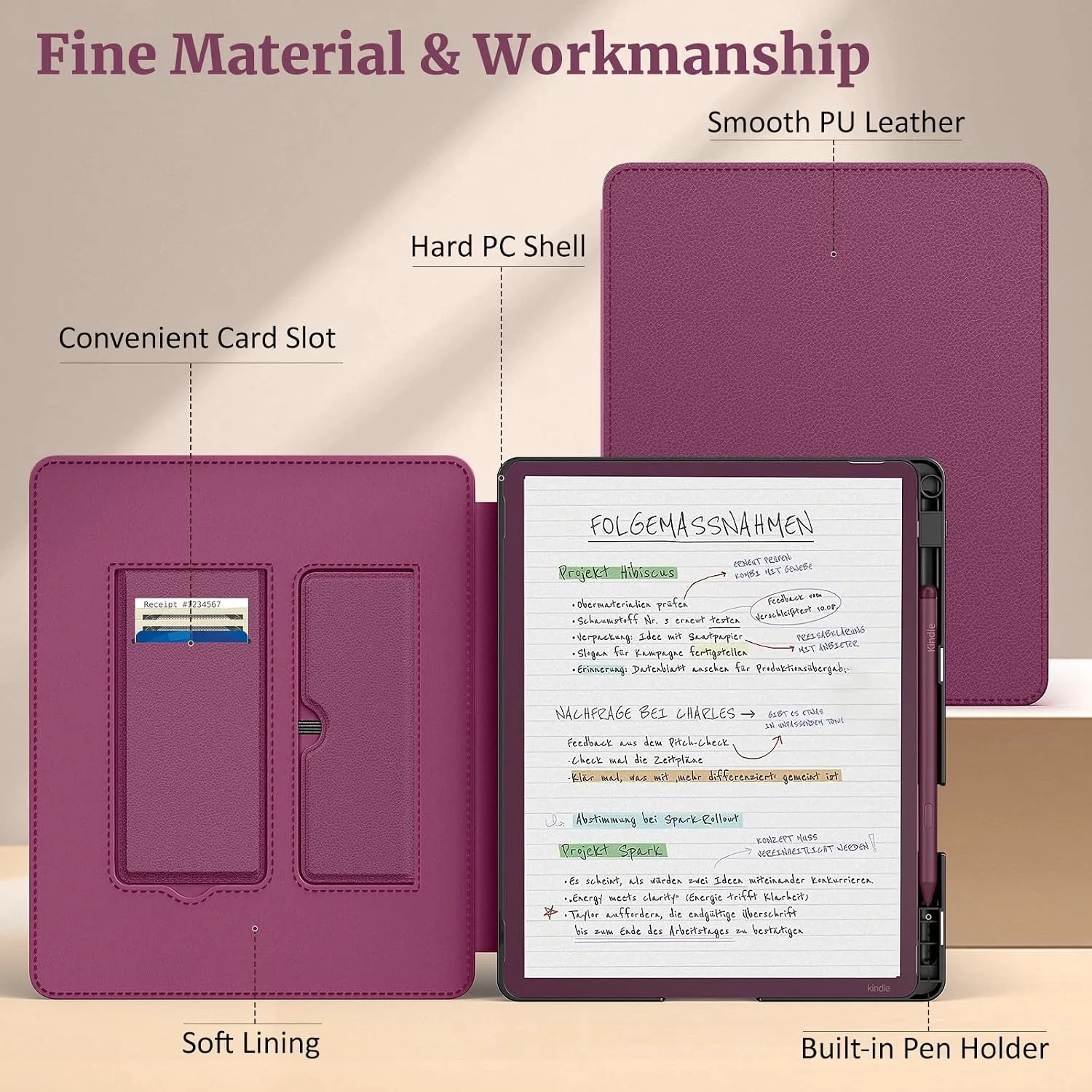 MoKo Stand Case for 11" Kindle Scribe 2025 3rd Generation Dark Purple