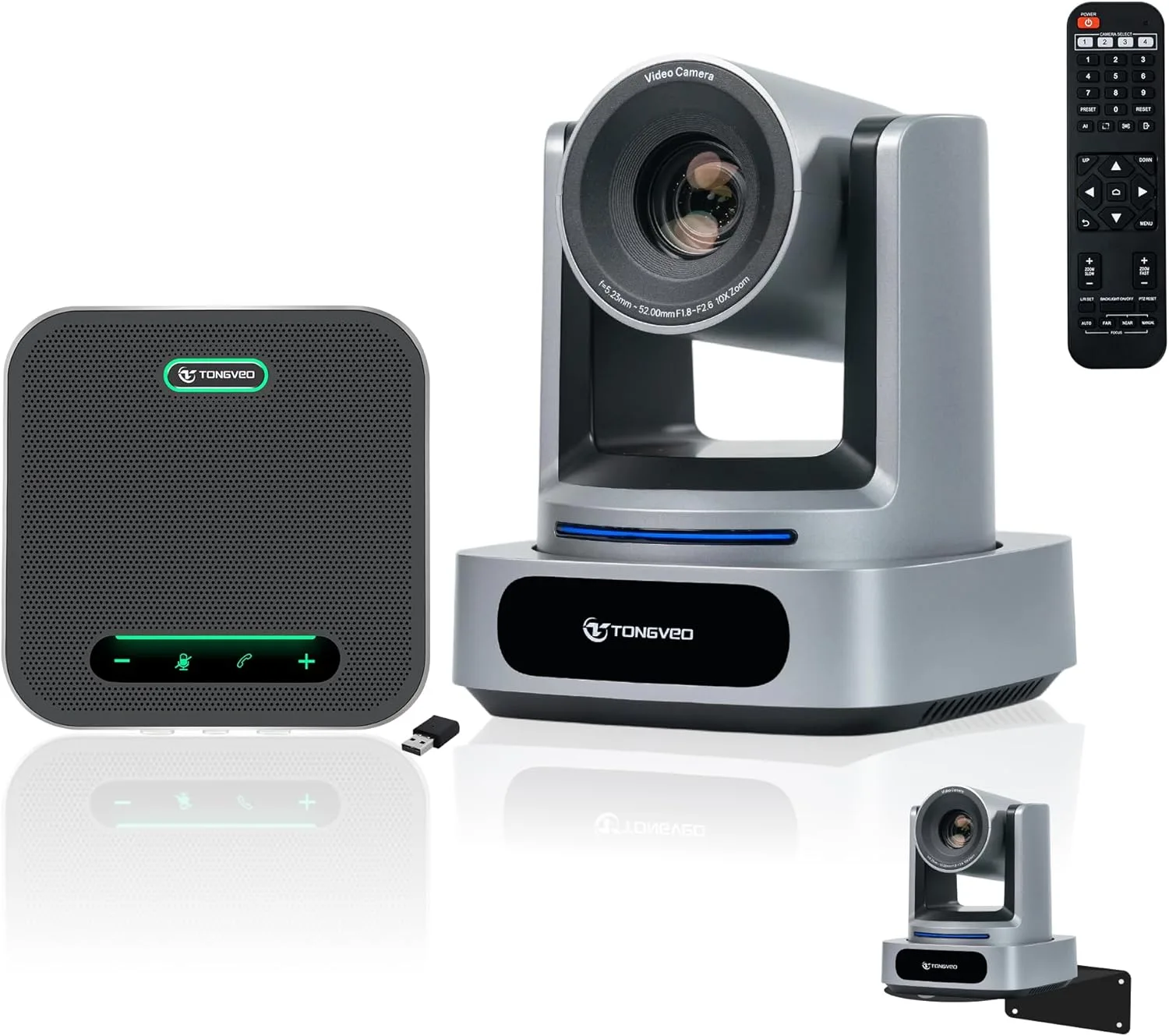 TONGVEO 4K AI 10X PTZ Conference Camera System＆ Bluetooth Speakerphone